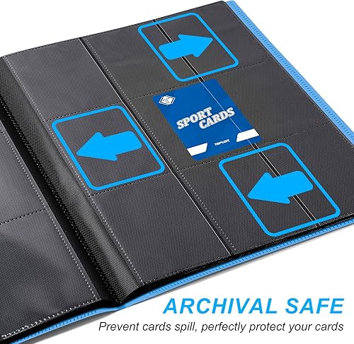 Miniatura 4 de Carpeta de tarjetas intercambiables, carpeta de álbum, para MTG, béisbol, fútbol, tarjetas deportivas, fácil de usar (azul cielo, 360 bolsillos)