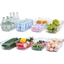 JollyPack 8 Pack Clear Plastic Storage Bins, Pantry Organizers and Storage with Handles, Clear Storage Containers for Fridge, Kitchen, Cabinet, Bathroom and Office