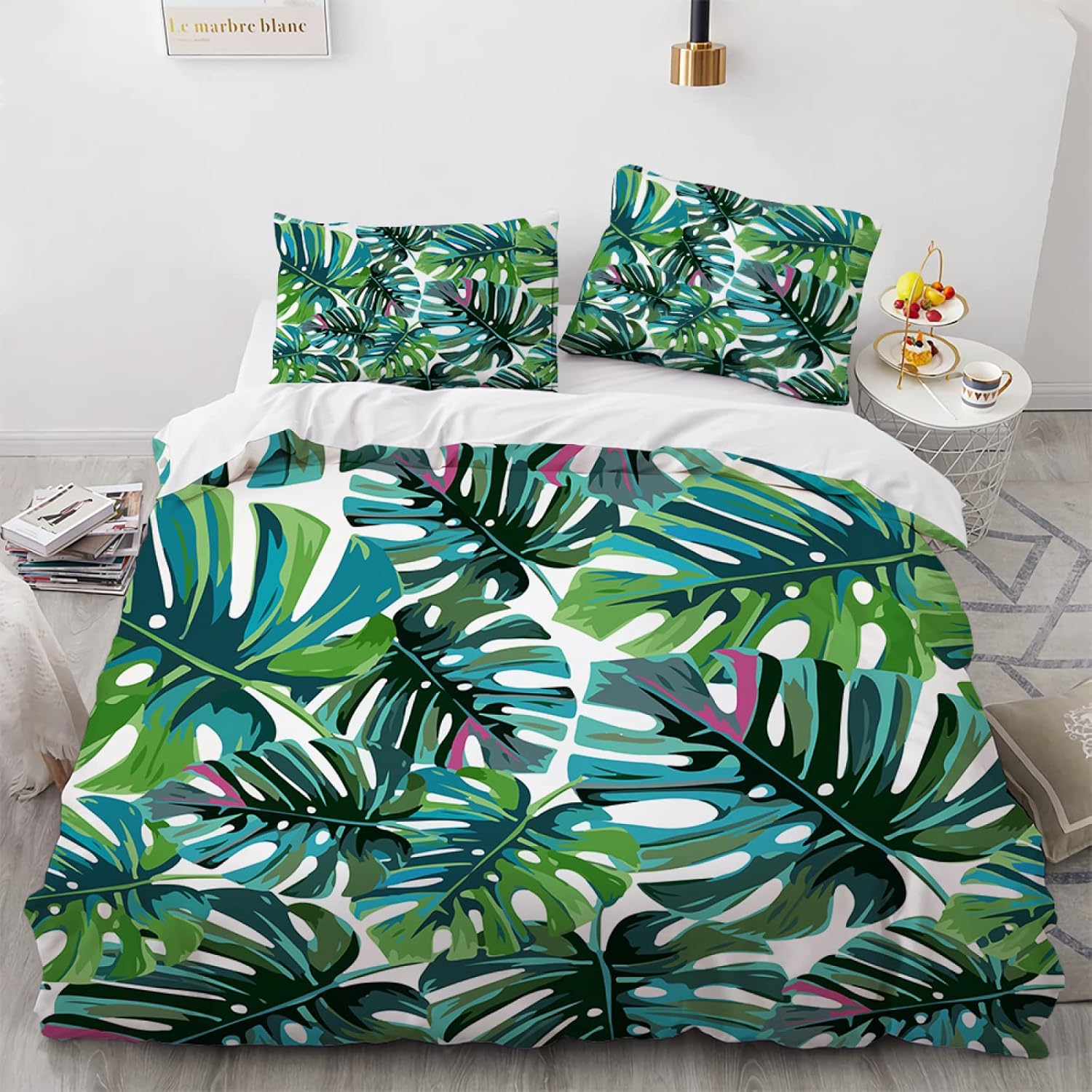 YURKO Bed Linen Set 3Piece Tropical Jungle Forest No Iron Polyester