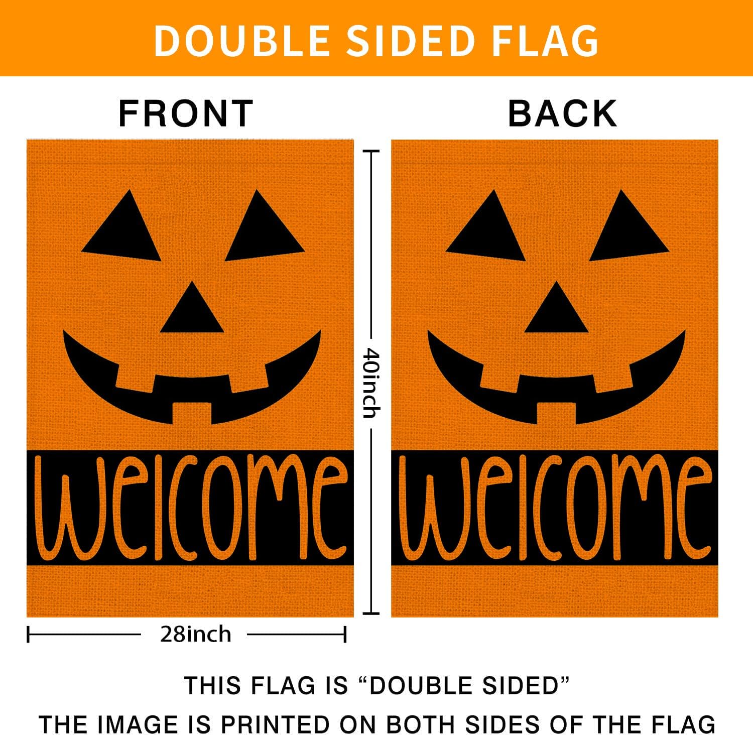 Halloween House Flag Halloween Pumpkin Welcome Flags Double Sided Vertical Burlap Yard Outdoor Halloween Decor 28x40 Inch