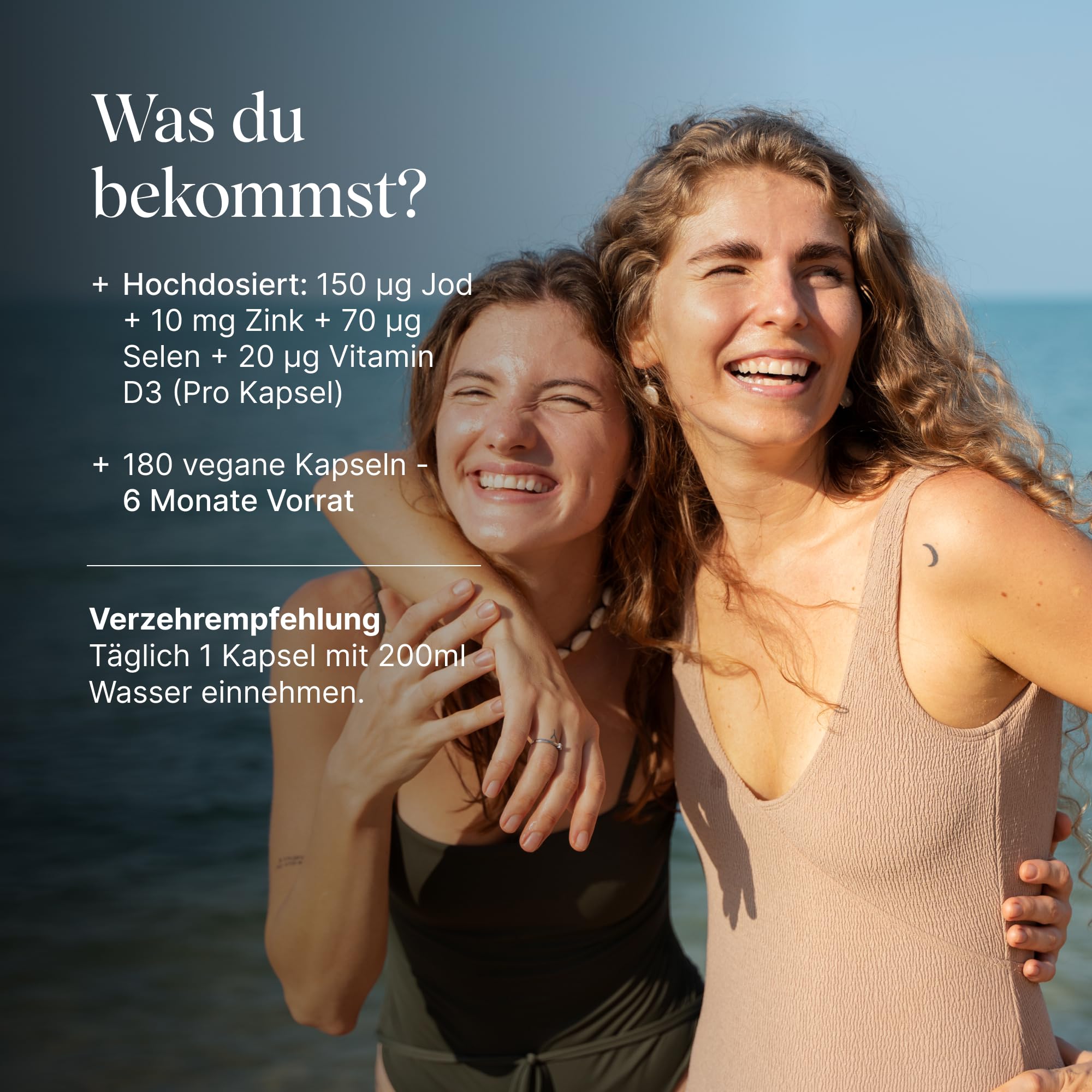 VETAIN Jod Komplex Schilddrüse - 150µg Jod aus Meeresalge Kelp, Selen, Zink, Vitamin D3-180 Kapseln - 6 Monate Vorrat - hochdosiert, vegan & ohne Zusätze - produziert in Deutschland