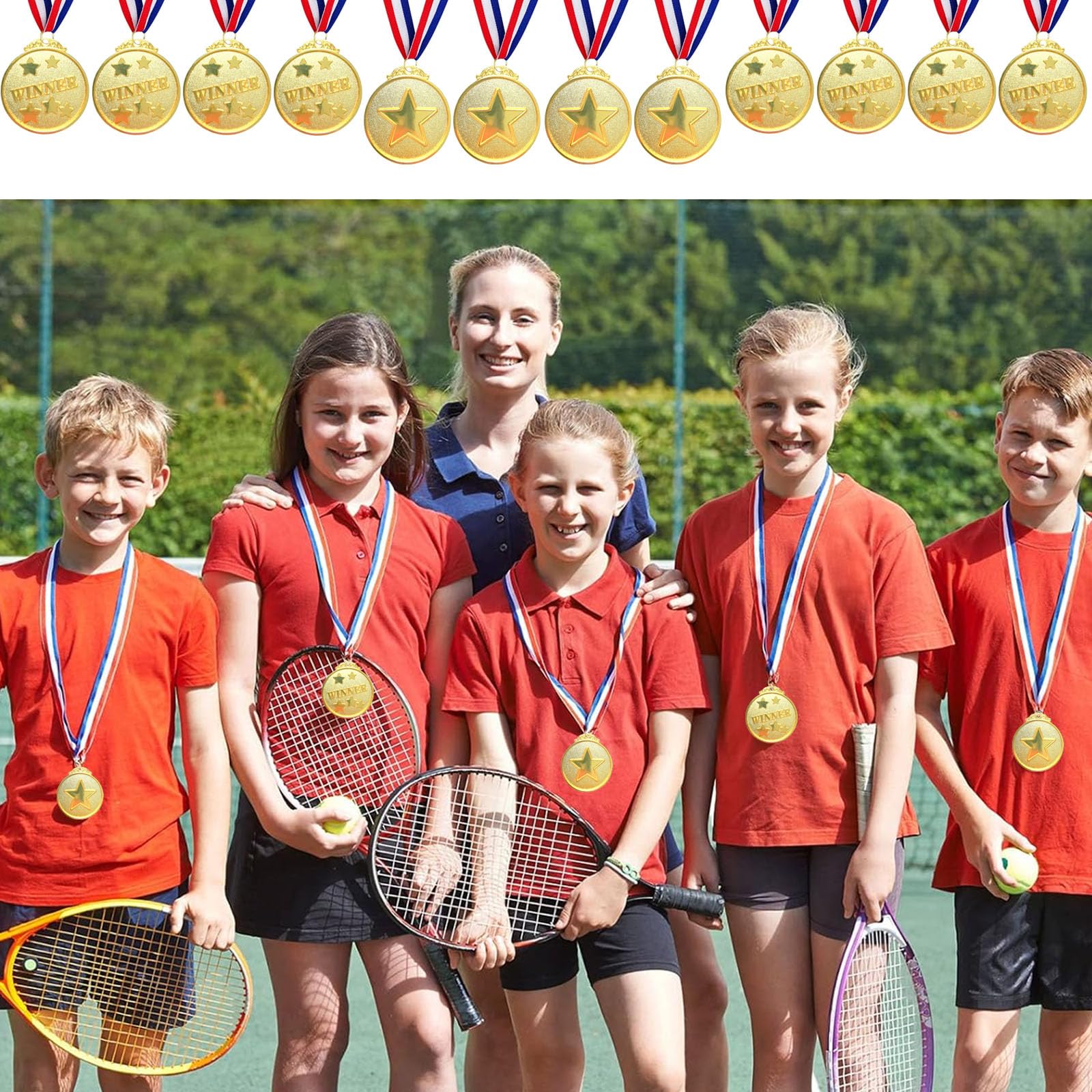 Santme 9 Pièces Médailles De Prix Métal, Médailles De Bronze Médailles Vainqueur Avec Ruban Cou Gagnant De Médailles Pour Enfants Jeux Fête De Jour De La Journée Du Sport 5.0cm