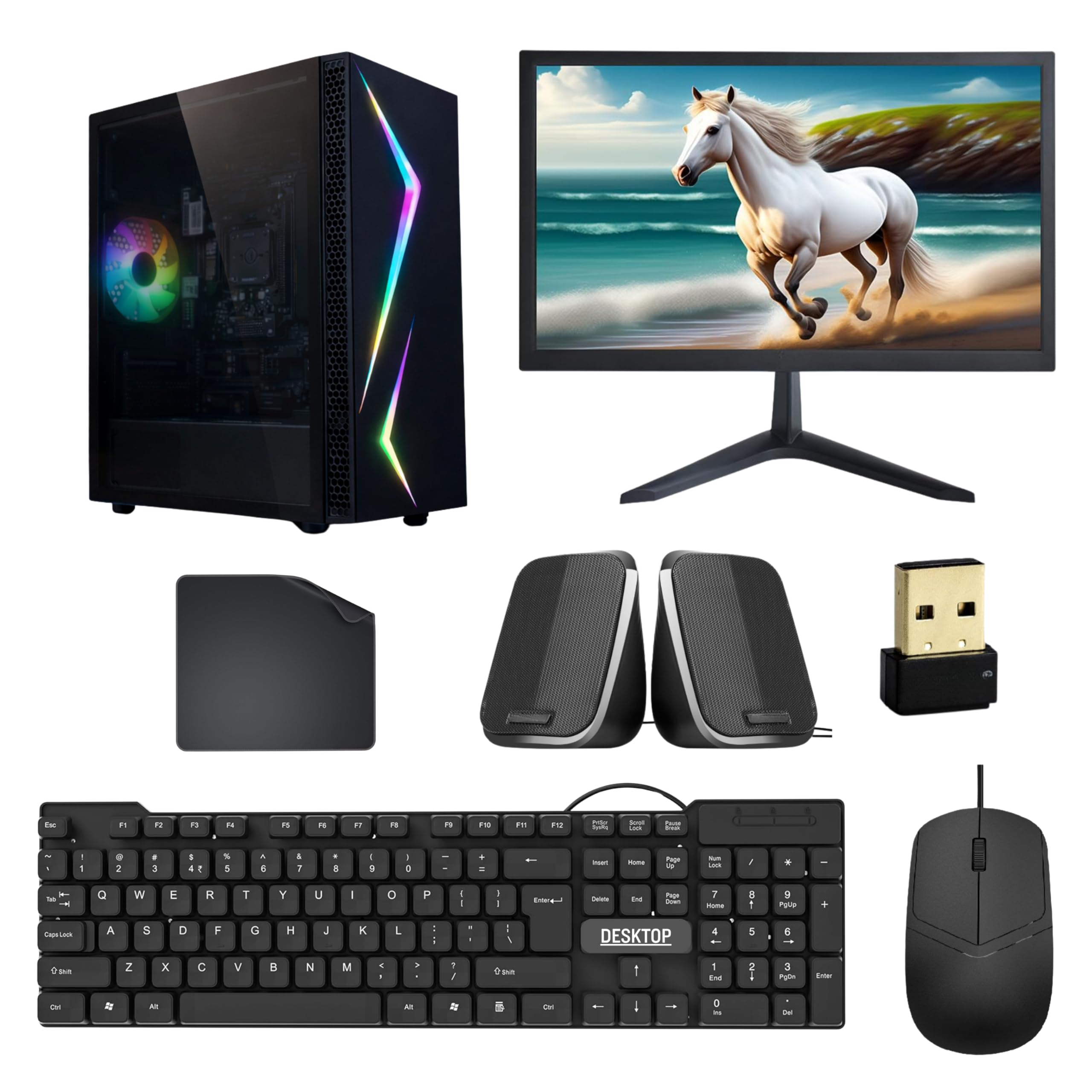 Desktop Computer Set with 19" Monitor | Core i3 3220 | 8GB RAM | 128GB SSD | Windows 11 Home (Licensed) | MS Office | RGB Cabinet | WiFi + Bluetooth | Keyboard Mouse, Speakers & Mouse Pad Included-image-43