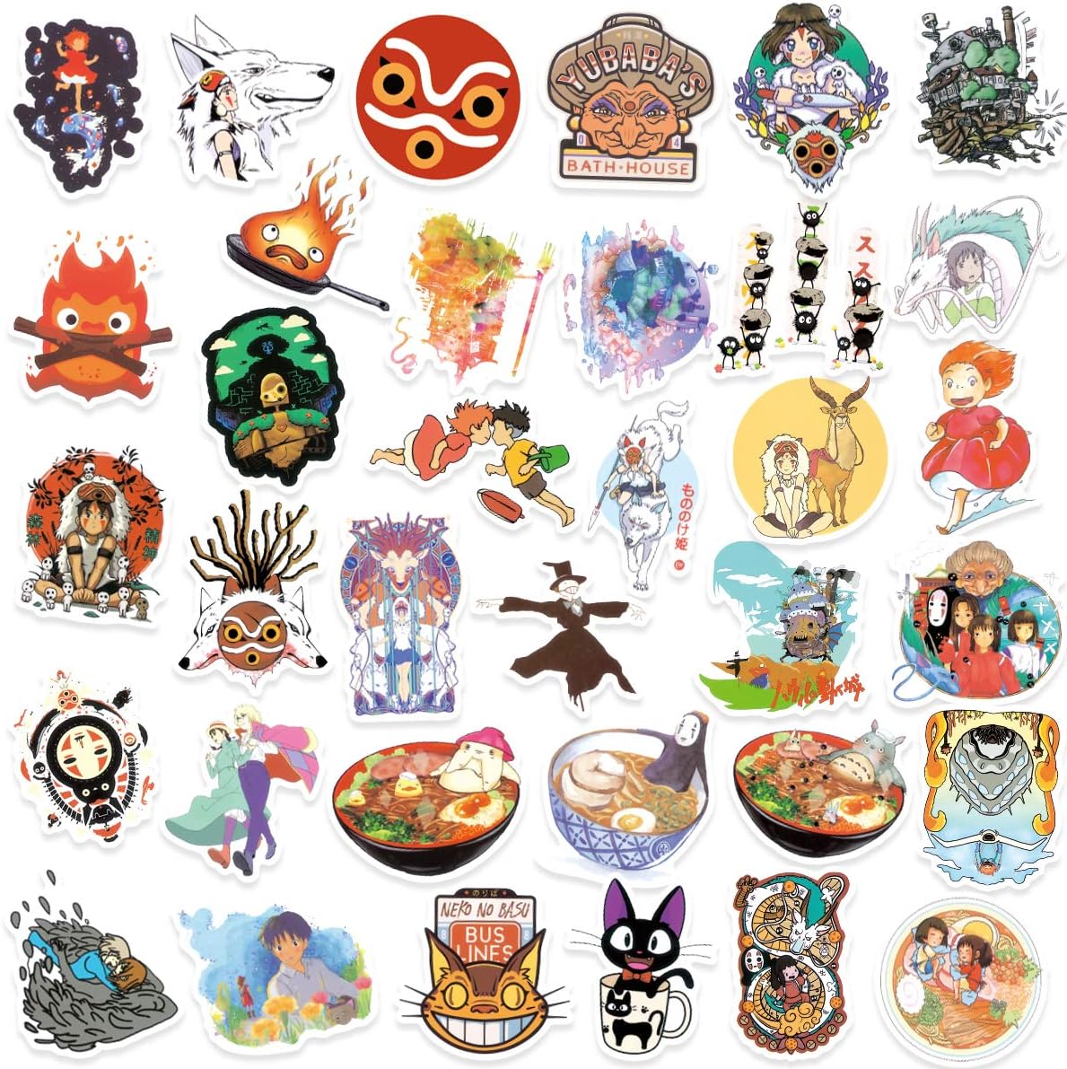 Amitorfo 100 PCS Hayao Miyazaki Series Anime Sticker Pack for Laptop Vinyl Stickers Decals for