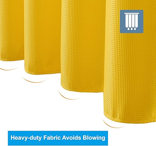 Vista 22 de AmazerBath - Cortina de baño con tejido de punto gofre, calidad hotelera, 60 x 72 pulgadas, blanco