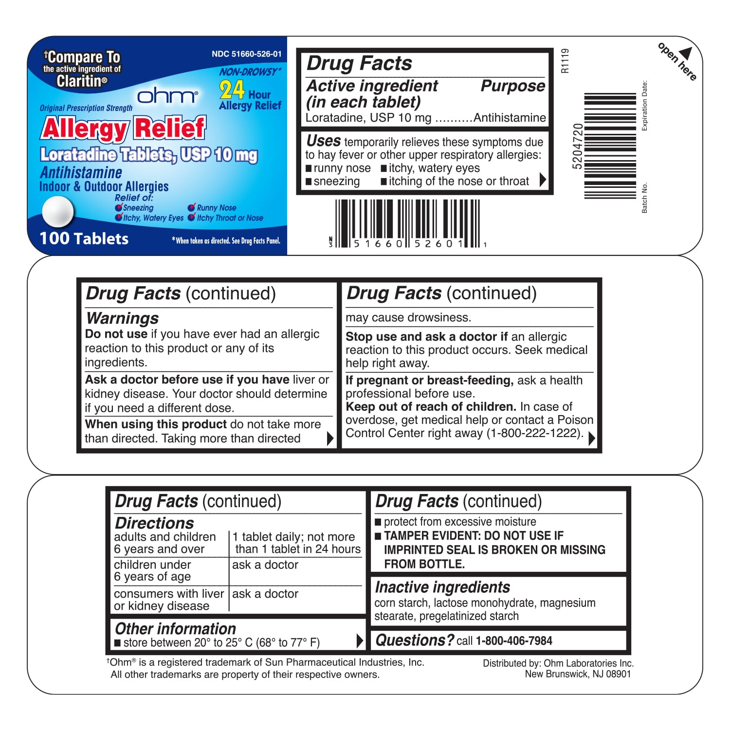 Ohm Allergy Pills Loratadine 10 mg Antihistamine, 100 Count — Amazon image 6