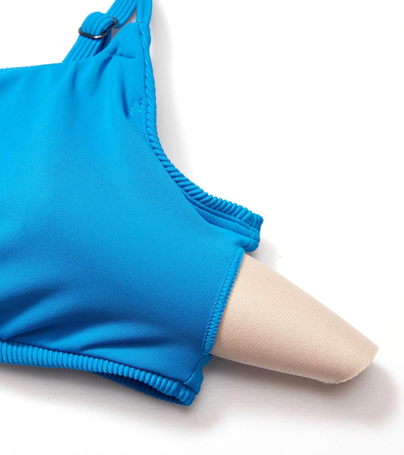 DOBREVA Women's Bikini Top Scoop Neck Bathing Suit Tops Ribbed Adjustable Straps Swimsuit Sexy Padded Swim Bra - Image 4