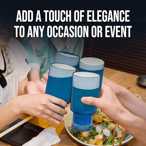 Miniatura 6 de American Atelier Vasos de bebida vintage Art Deco con diseño acanalado para cóctel, ginebra, whisky y más  Cristalería moderna  Vasos de cóctel