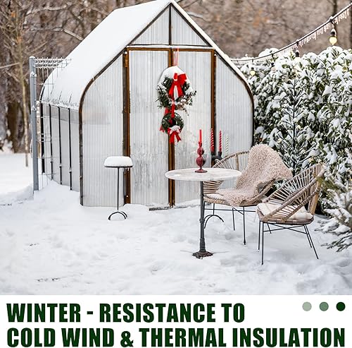 Miniatura 5 de Tatuo Paquete de 6 paneles de policarbonato para invernadero de 4 x 2 x 0.16 pulgadas, paneles de techo de doble pared, impermeables, con protección