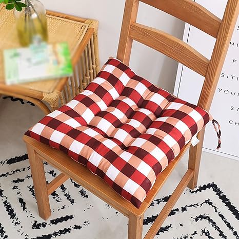 Amazon 座布団クッション 厚め 無地 シート 2枚組 セット紐付きでしっかり固定できる オフィスチェア用 シートクッションダイニングチェア ワークチェア 学習椅子に 体圧分散 座り心地いい 洗える チェック 花柄 カラー チェアパッド 座面クッション 40 40cm 3 ラグ