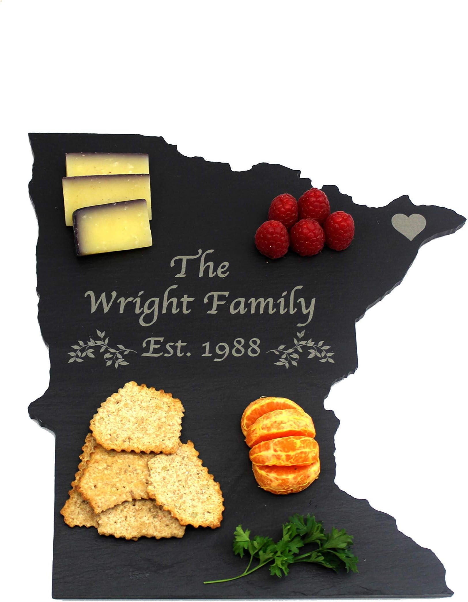 Custom Minnesota Black Slate Cutting Board, Serving Tray, or Cheese Board- Personalized with Laser Engraving