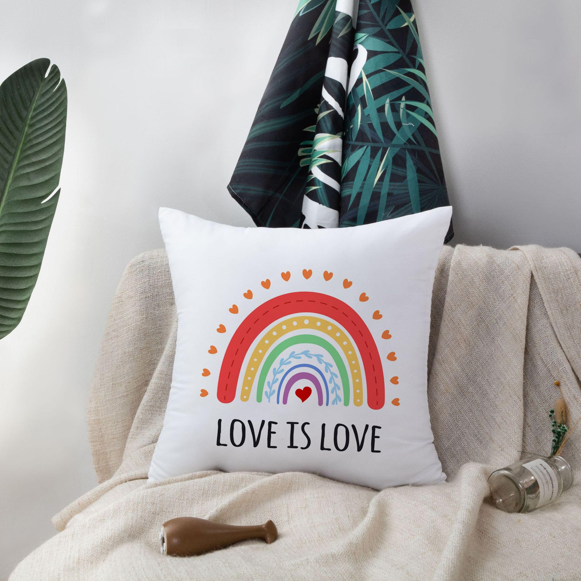 HUASHUZI Cushion Cover Rainbow Gifts Colourful Bright Rainbow Accessories Decorations Throw Pillow Case Decor Home for Livingroom Couch Sofa 18"x18"(45x45cm) - Image 4