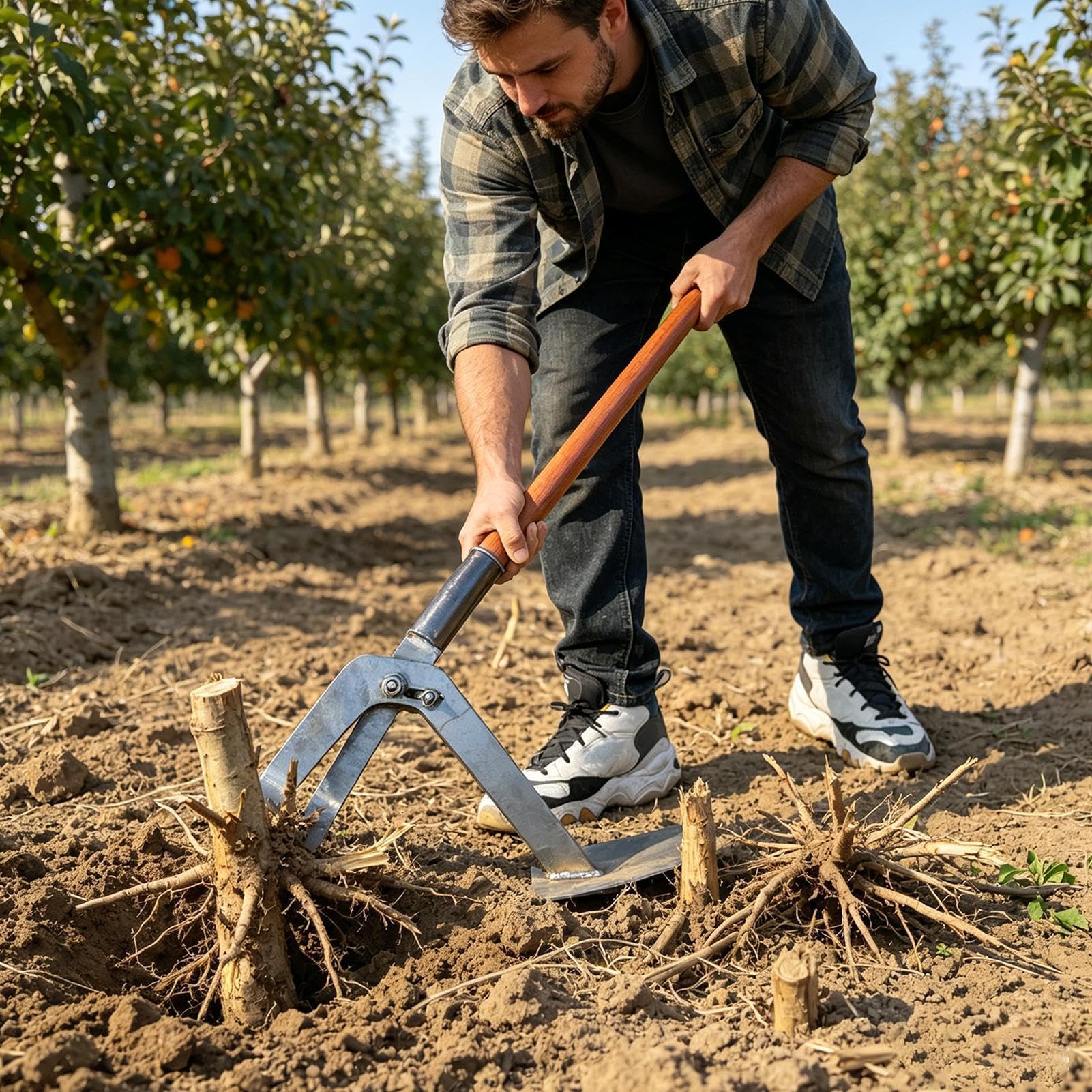 Generisch Mais-Wurzelzieher Unkrautstecher, Handwerkzeuge Garten Mit Schaufel Hacke, Manueller Schwerlast Wurzelentferner Aus Stahl Für Garten Hinterhof Terrasse Landschaftsbau