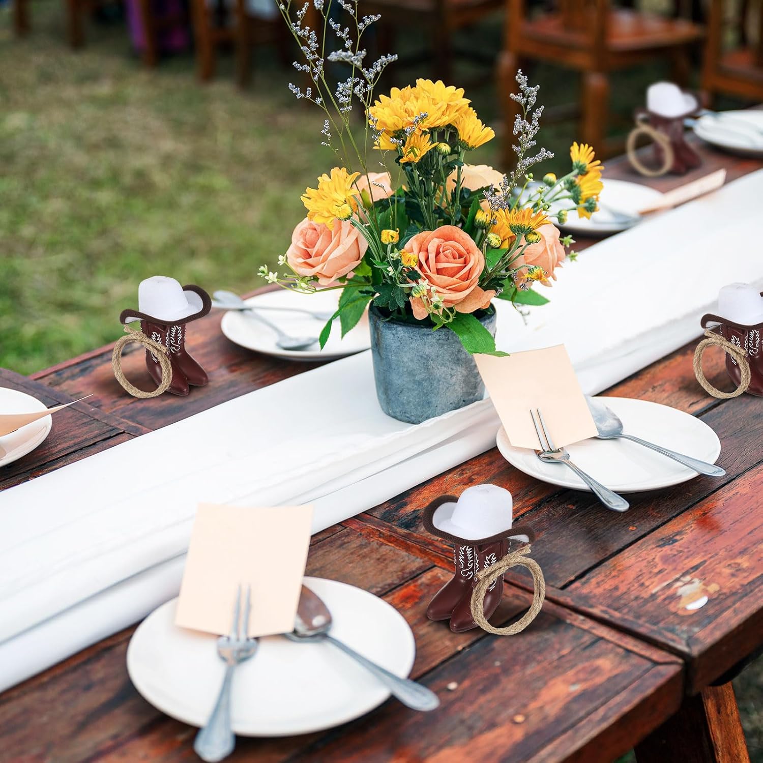 DoubleFill 36 Pcs Western Cowboy Party Decoration for Table Centerpieces, Mini Cowboy Hat Boot and Rope for Western Wedding Birthday