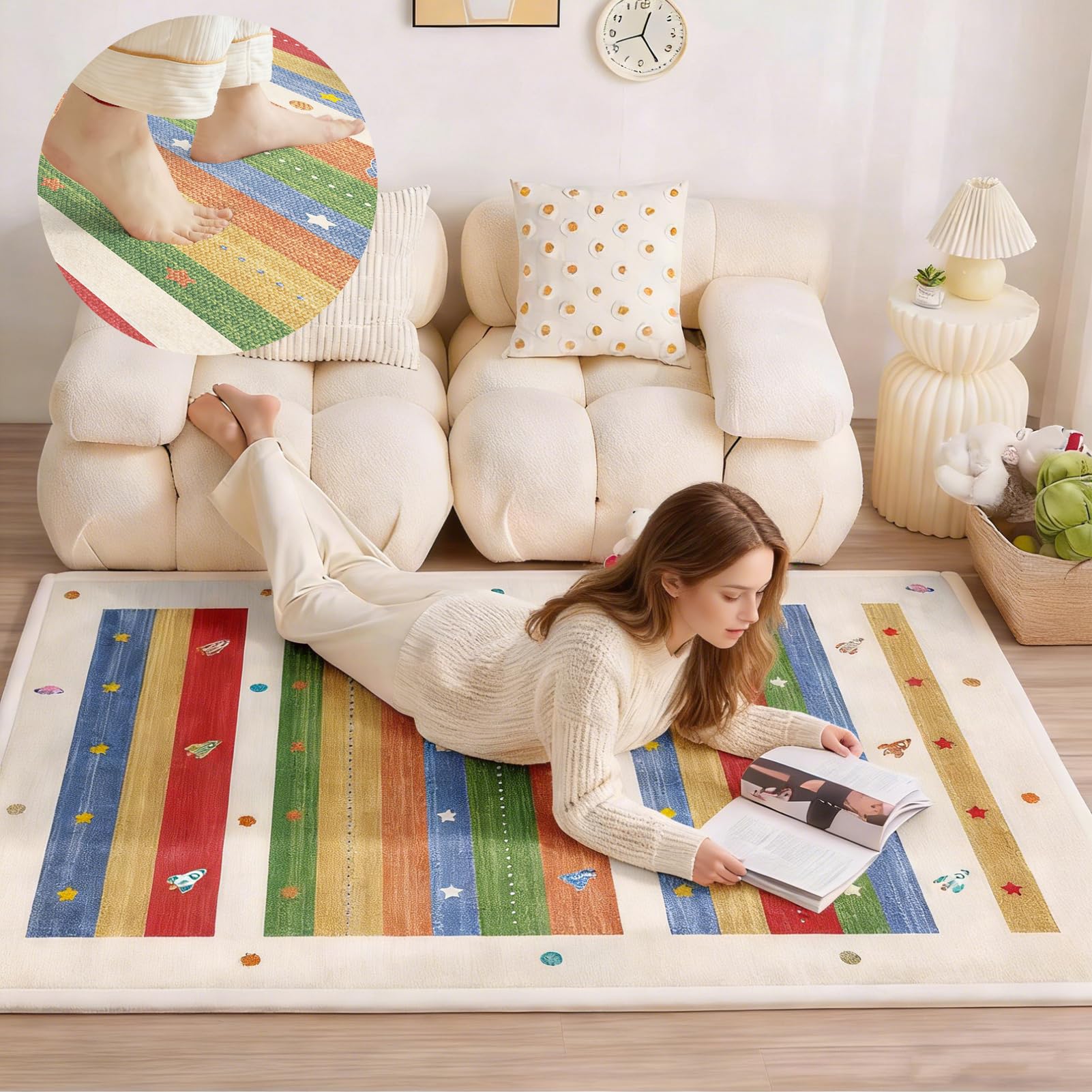 Krabbelmatte Baby, 2cm Extra Dicke Spielmatte Kinder mit Memory Schaum Rutschfester Teppich Kinderzimmer Krabbeldecke, Kinderteppich, Baby Spielmatte für Bauchlage 120 x 120 cm