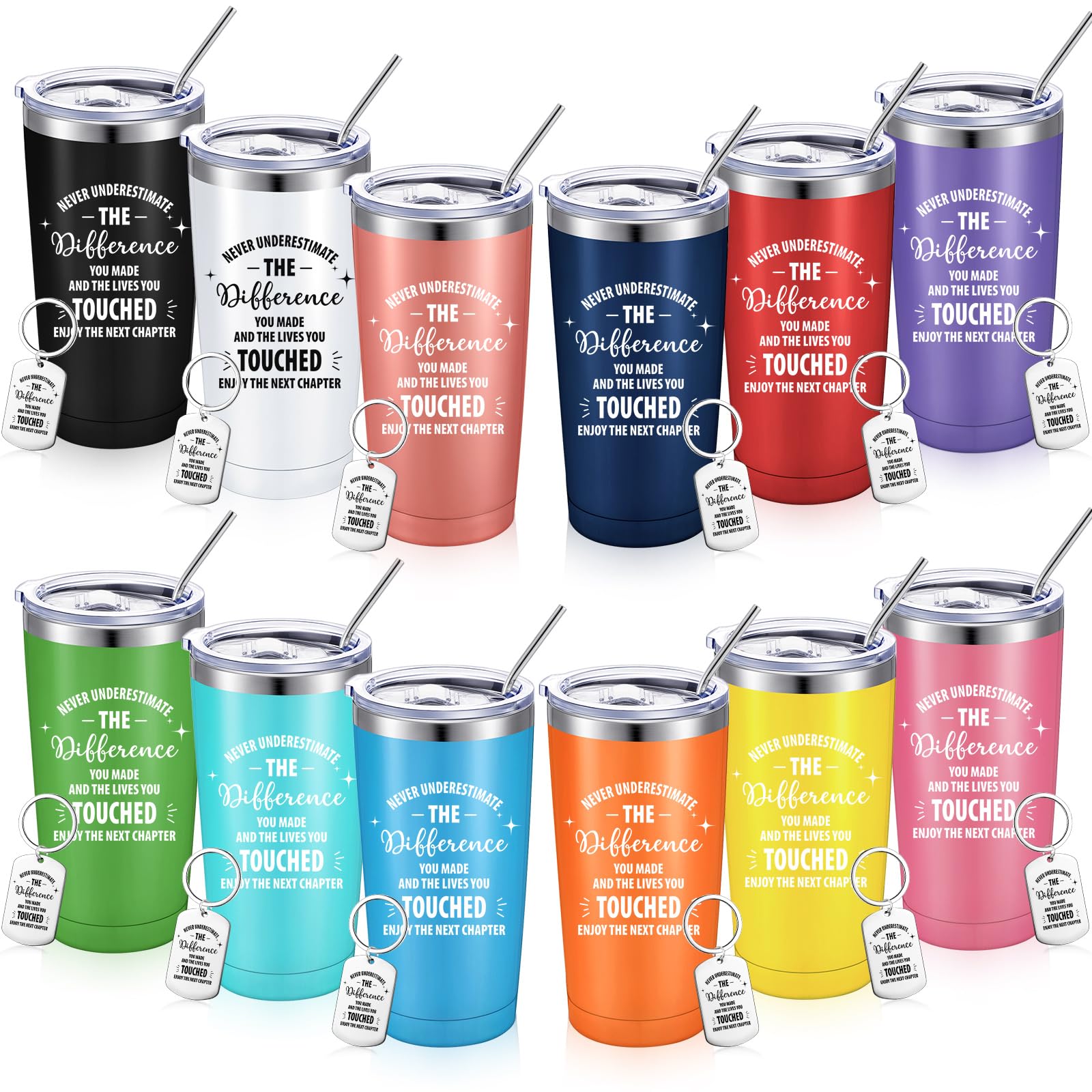 Sieral 12 Sets Christmas Employee Appreciation Gifts Bulk for Coworker Thank You Supplies Inspirational You Are Awesome Tumbler 20 oz Stainless Steel
