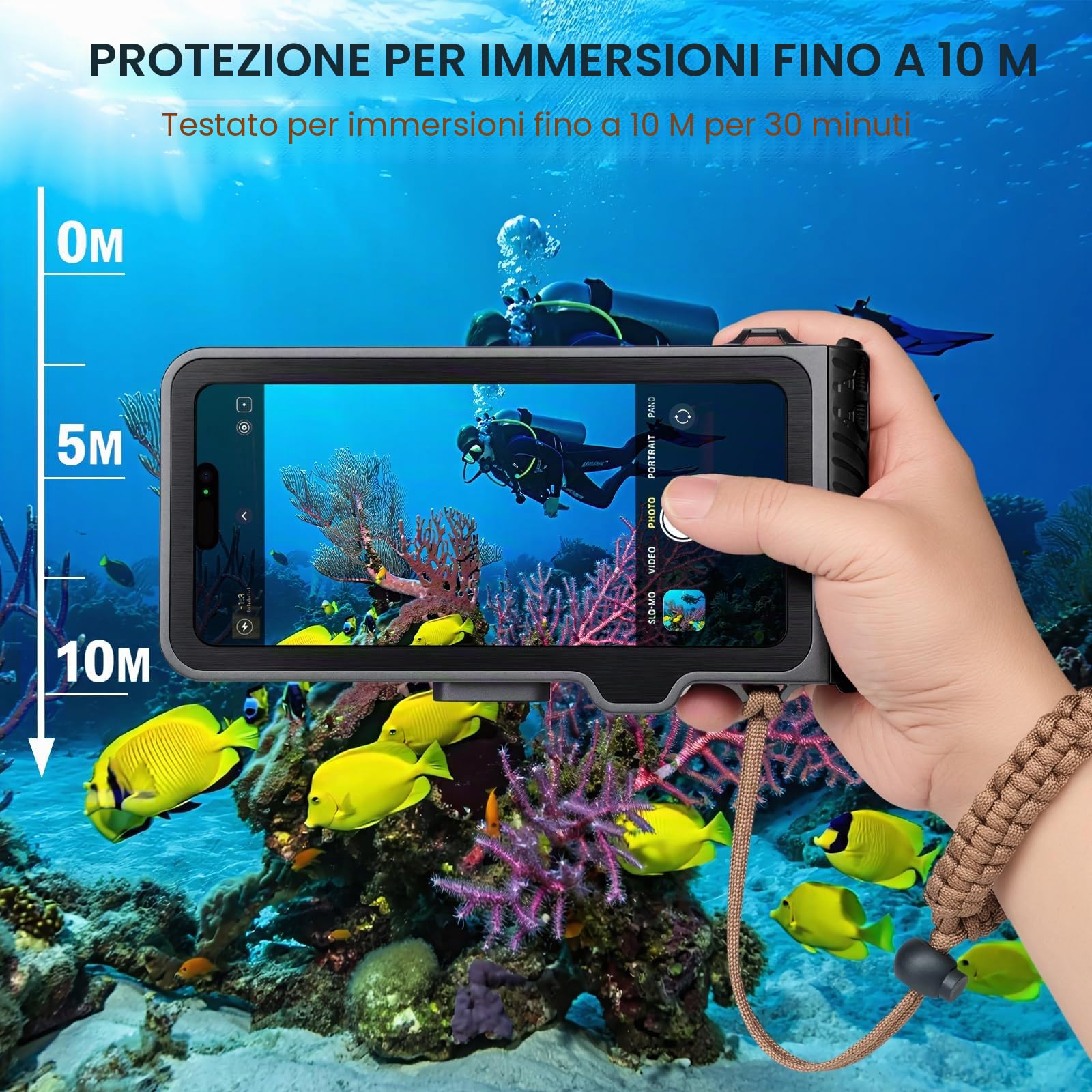 ZLiME Custodia Impermeabile 7,0 Pollici per Cellulare Subacquea per Nuoto - Compatibile con iPhone 16e 16 16 Pro 15 15 Pro 14 Pro Samsung S25 S24 S23 (Black Gray)