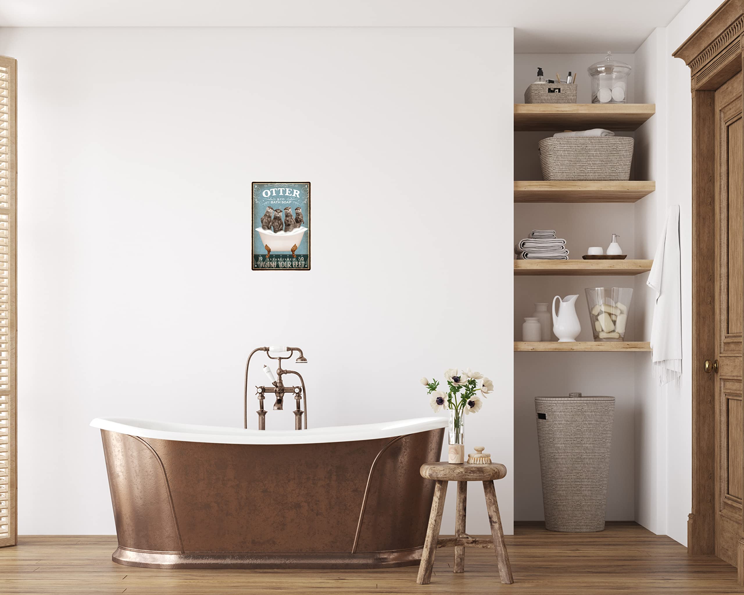 Plaque Murale Métal Humour "My Lady" Avec Loutre - Déco Rétro Pour Salle De Bain, Toilettes, Bureau, Extérieur