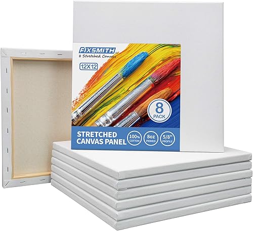 Miniatura 31 de FIXSMITH Lienzo estirado de 6 x 8 pulgadas, paquete de 12 lienzos blancos en blanco para pintar, imprimado, 100% algodón, perfil de 5/8 pulgadas