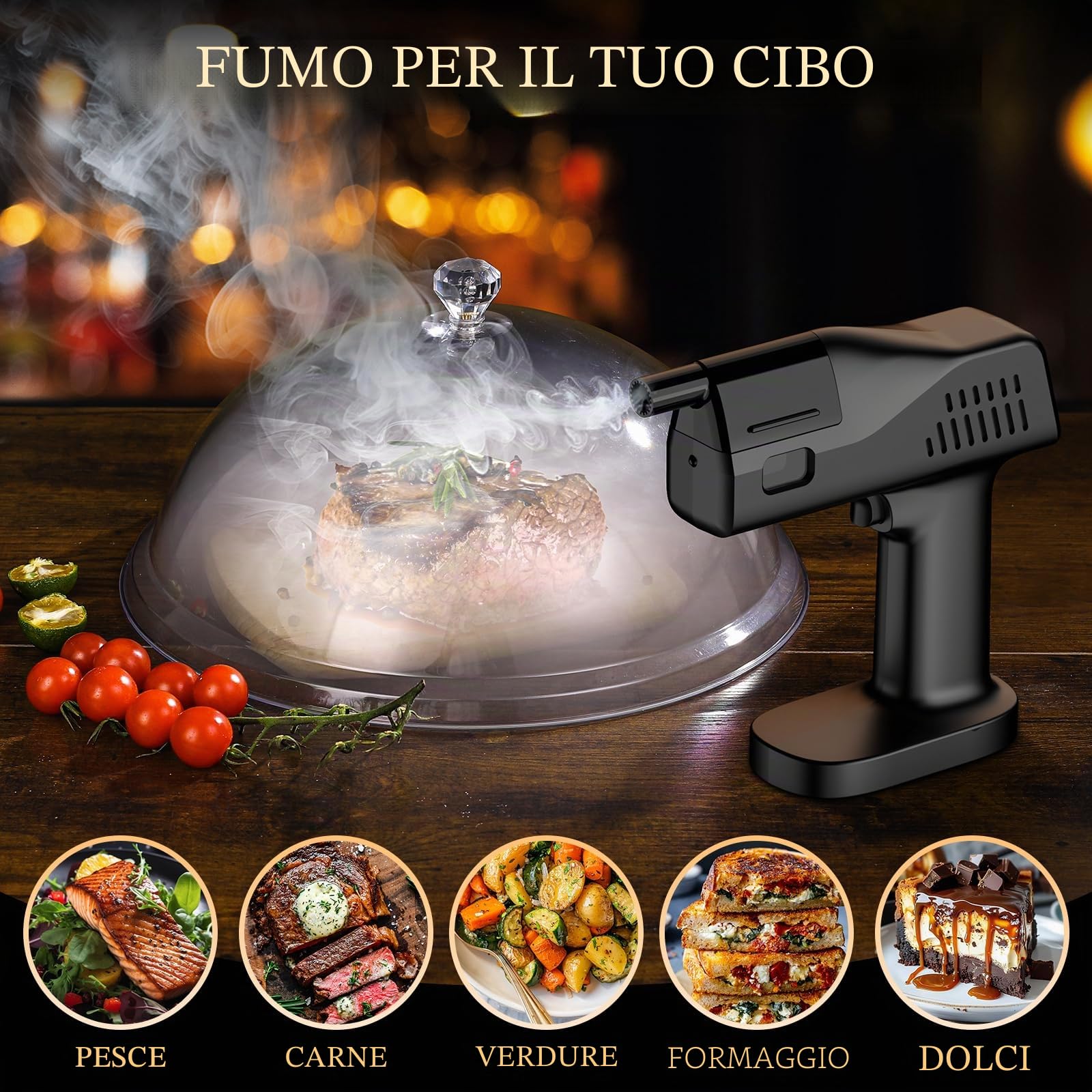 Pistola Affumicatore Cocktail Kit, Funzionamento con un Solo Tasto, Portatile, con Schermo a Colori da 1,4 Pollici, per Baristi, Bar, Feste, Vino, Bevande, Caffè (Affumicatore)