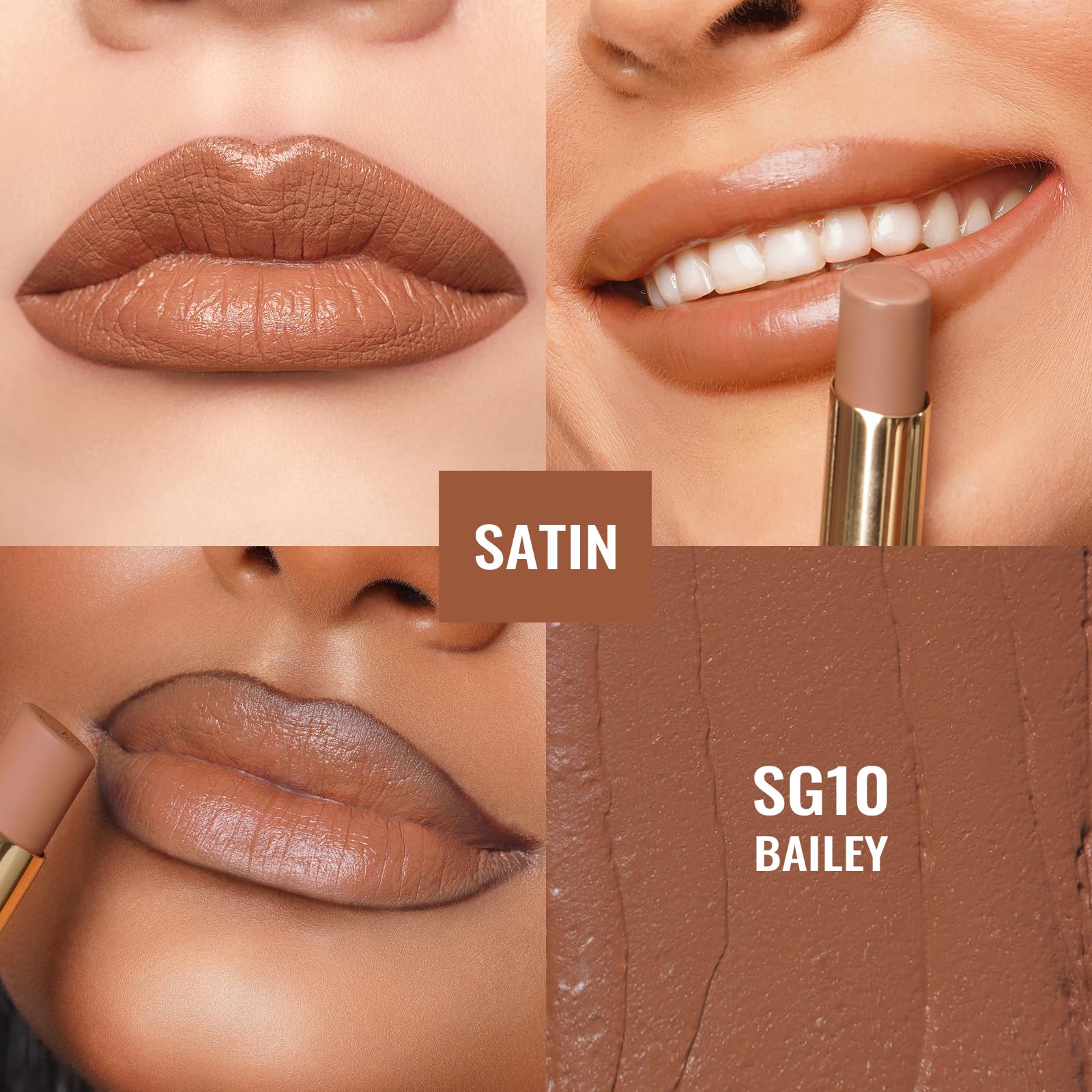 Oulac Satin Matte Lipstick, Nude Beige Long Lasting Lip Stick, Full Coverage with Smooth Creamy Texture Lip Colour - Image 3
