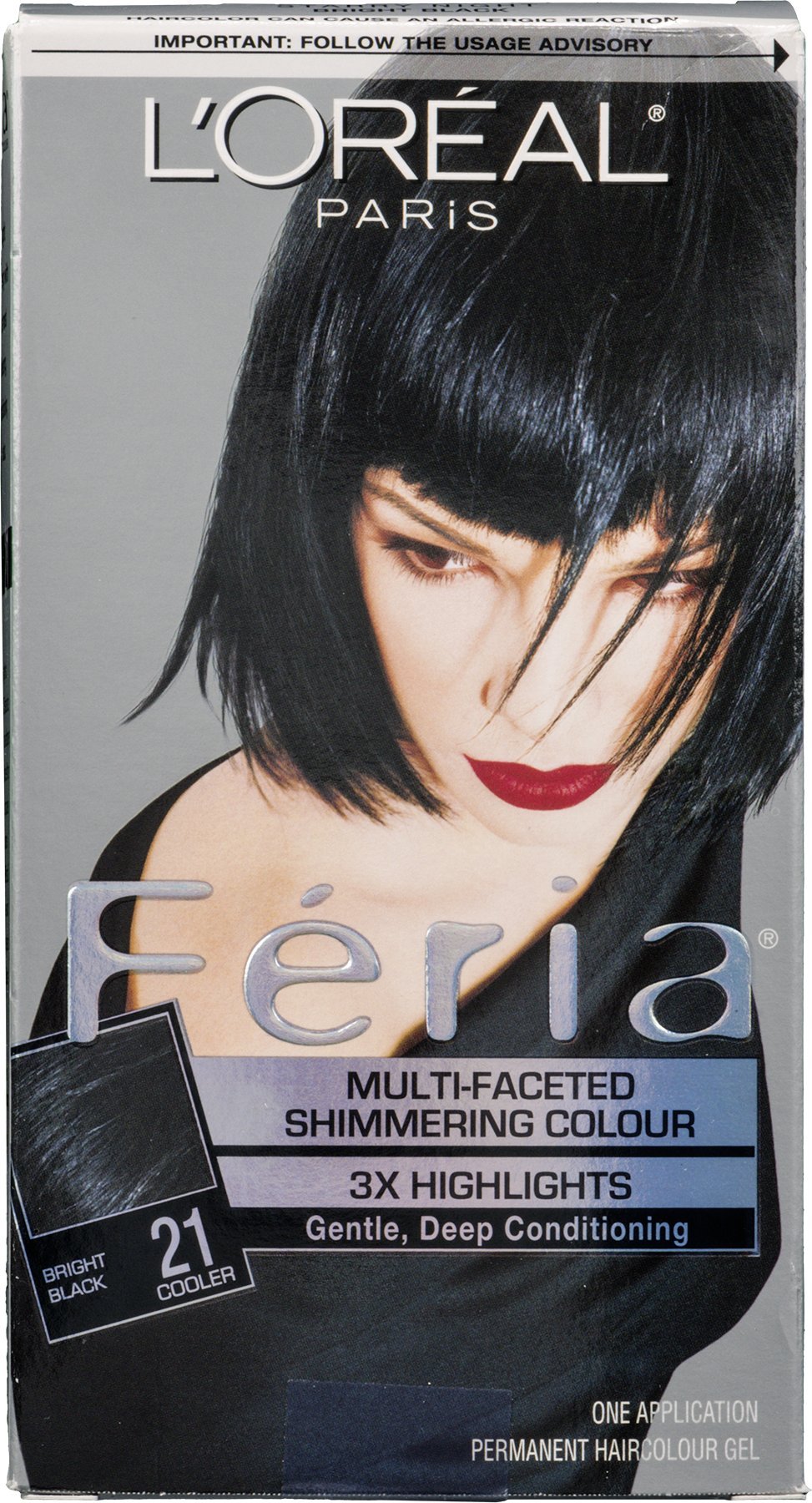 L'Oreal Paris Feria Permanent Haircolour Gel Bright Black 21 Cooler