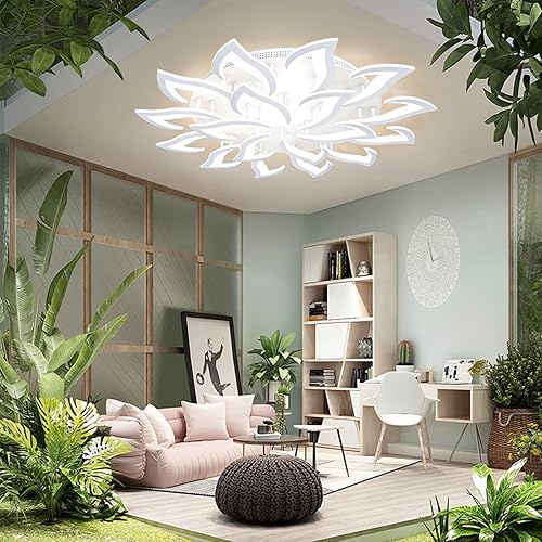 Miniatura 2 de Lámpara de techo regulable moderna incrustada LED lámpara de techo de pétalos acrílicos de metal, adecuada para salas de estar, dormitorios,