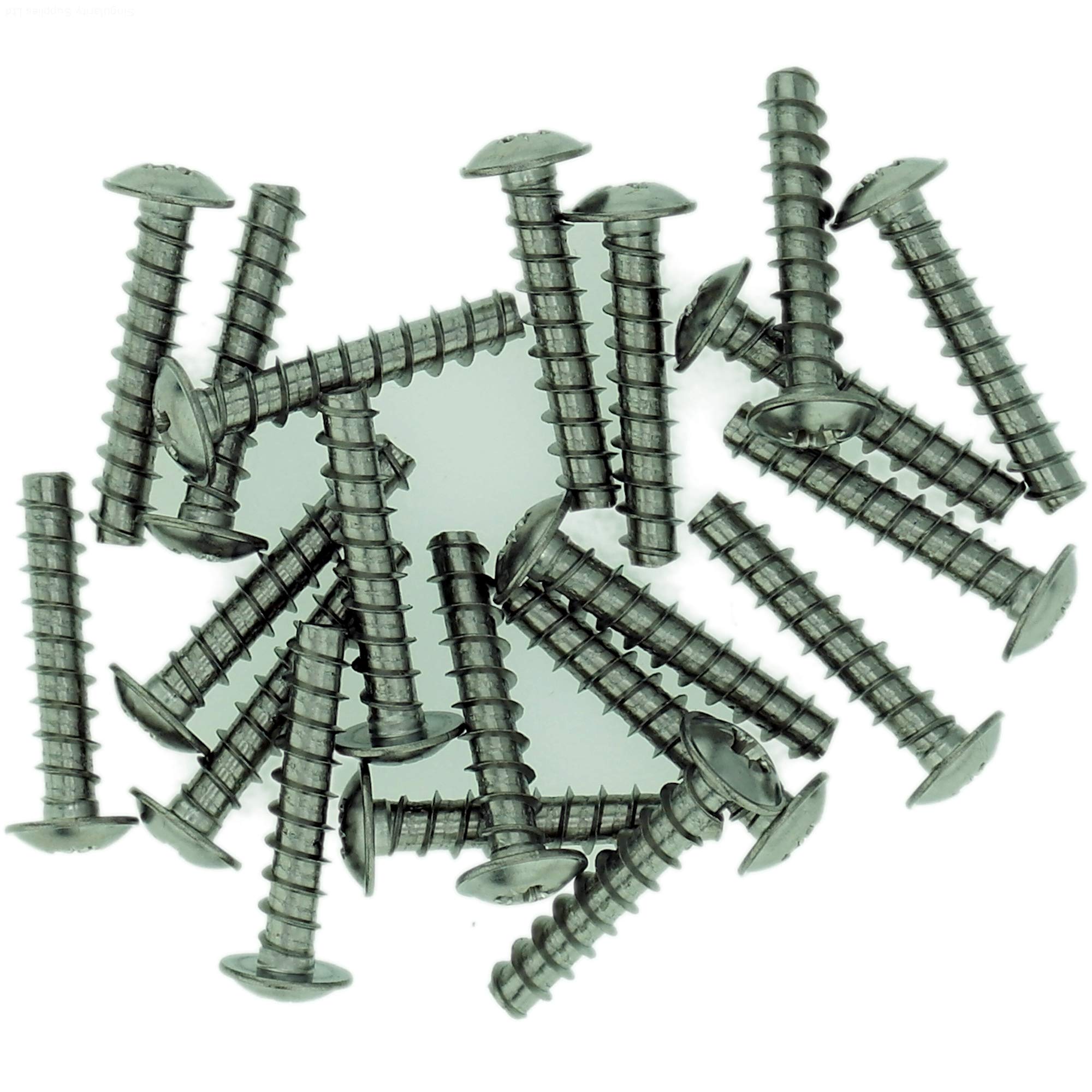 Singularity Supplies D4 (4Mm X 20Mm) Pozi Pan Screws For Plastic (Flanged - Trilobular) - Stainless Steel (A2) (Pack Of 20)