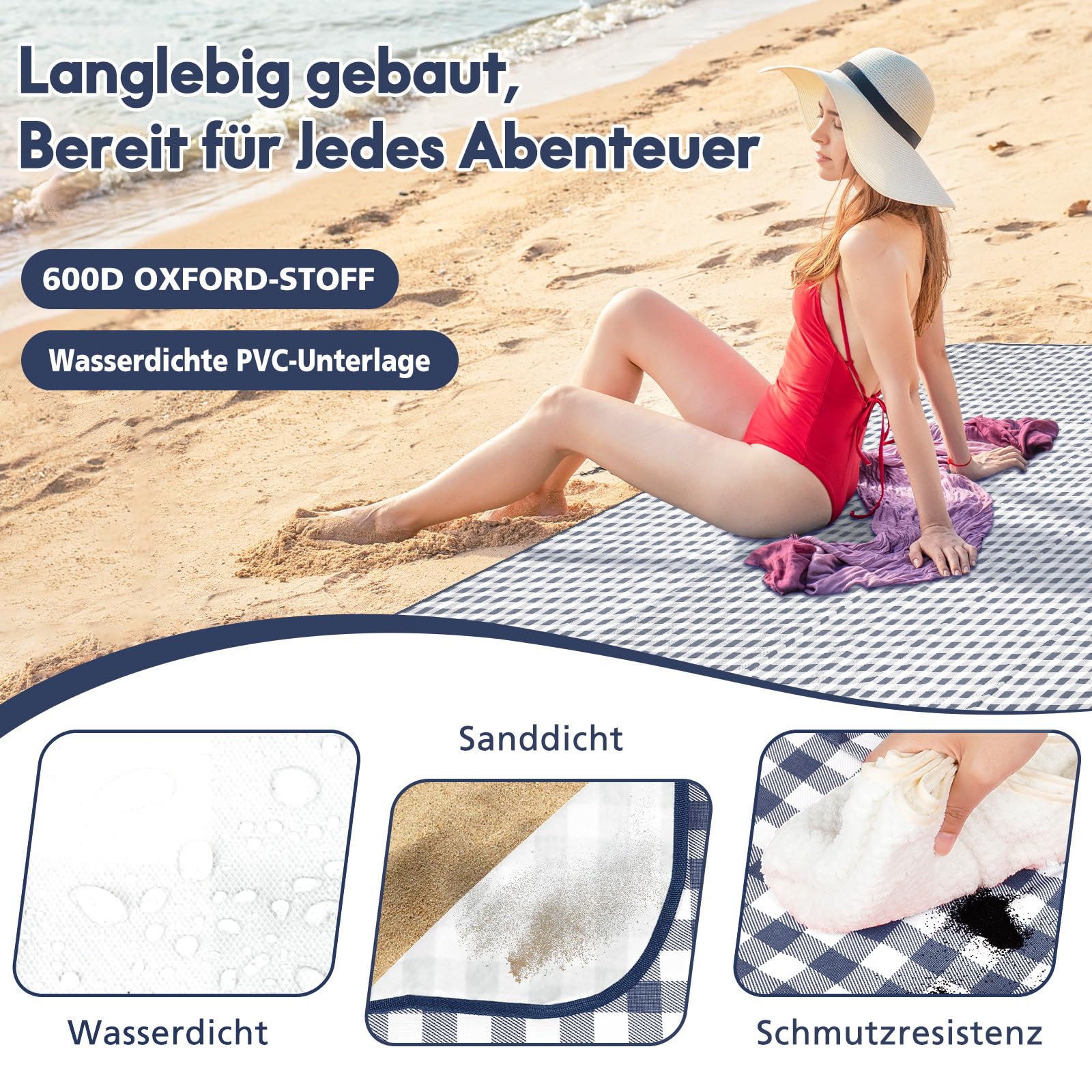 Anyiner Picnic Blanket Waterproof 300x200cm Large Travel Blanket Beach Blanket - Image 3
