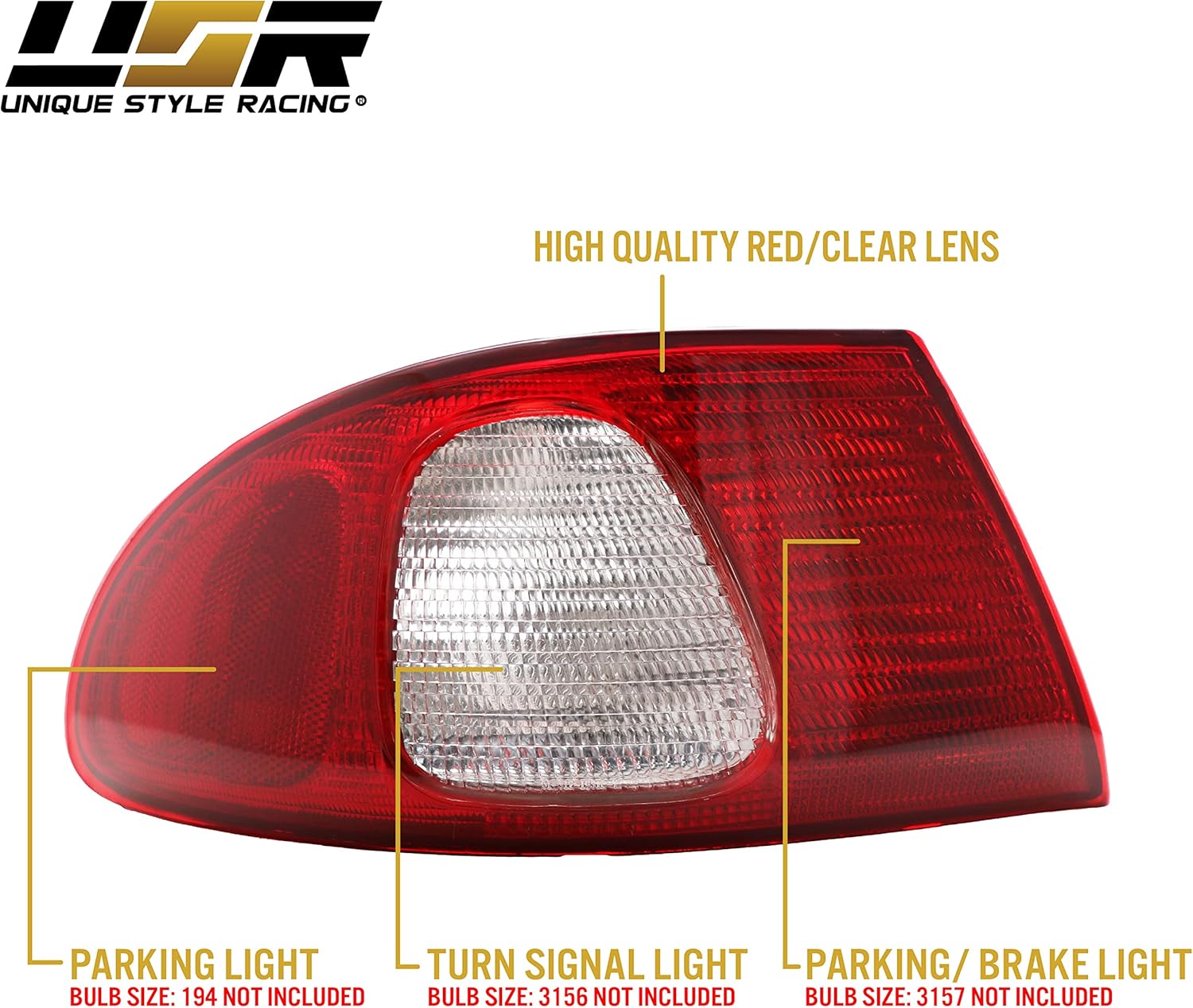 USR DEPO 98-02 Corolla OUTER Red Clear Rear Tail Lights (Left + Right) Compatible with 1998-2002 Toyota Corolla (JDM Red Clear Lens, Plug and Play, 2 PC Set)