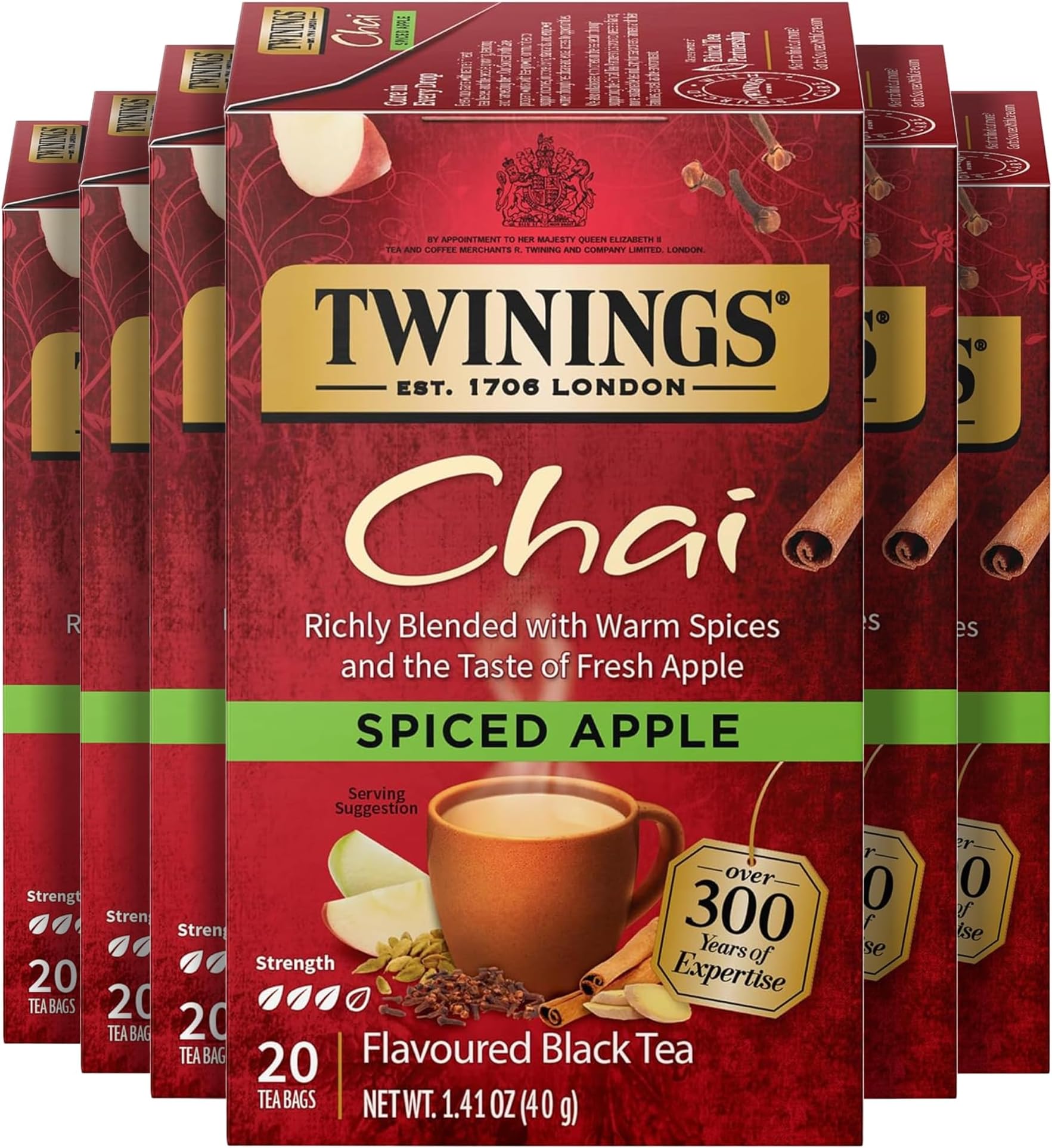 Twinings of London Chai Spiced Apple, 20 Count (Pack of 6)