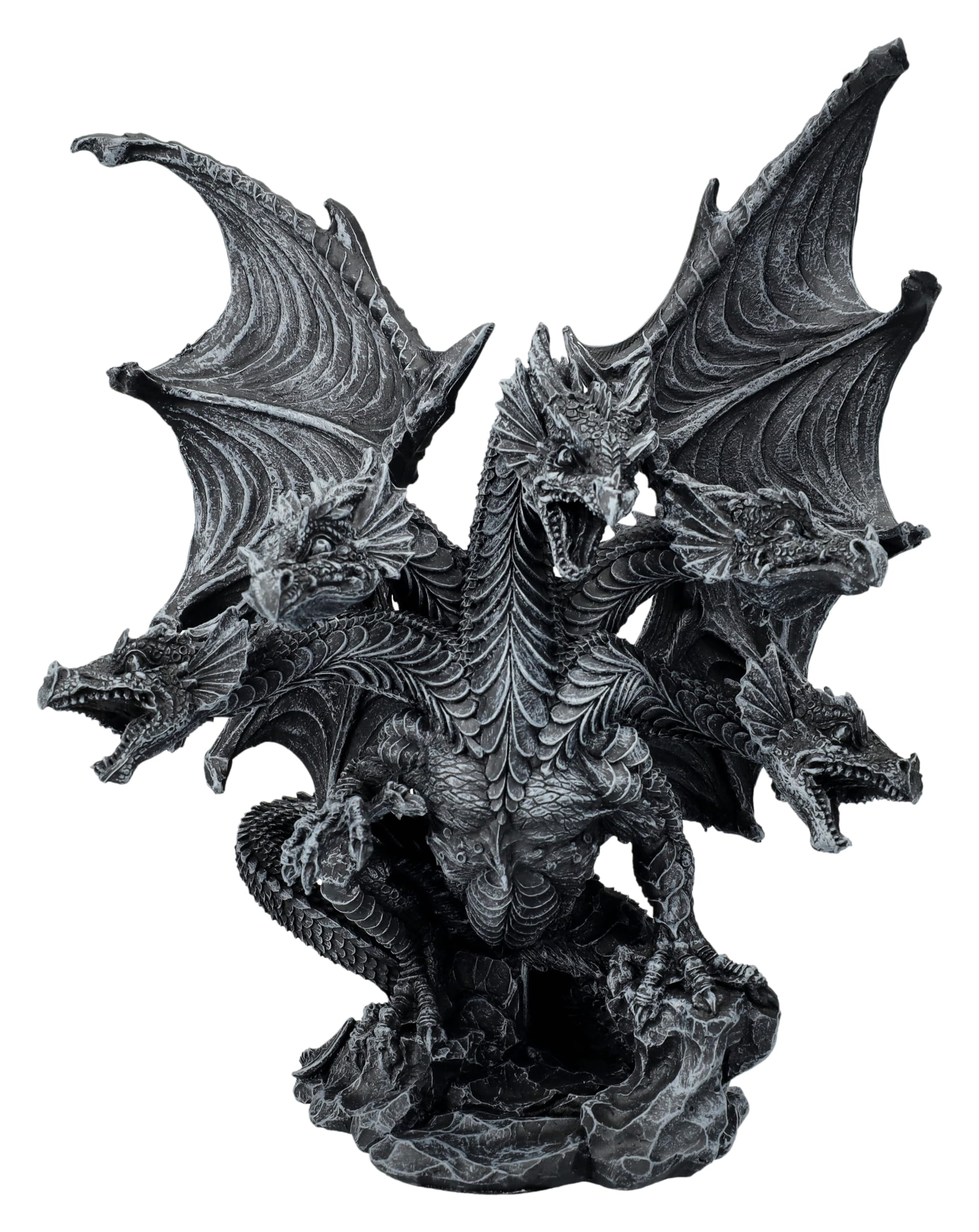 Figuren Shop GmbH Figura de dragón gótico negro 23 cm – Dark Hydra cinco cabezas – Estatua decorativa dragón dragón