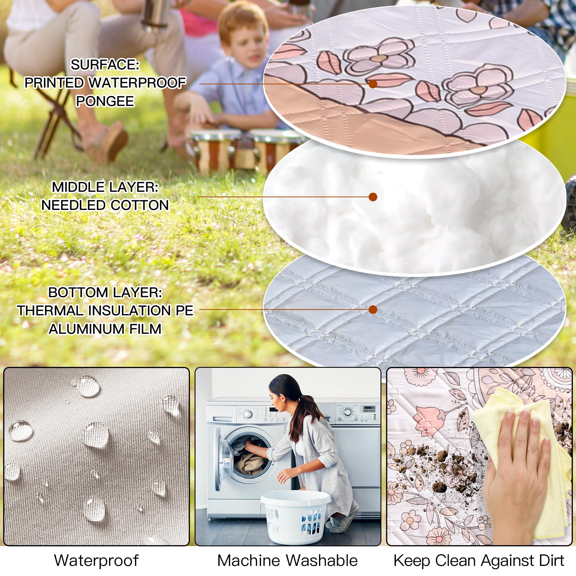Coole Boho-Picknickdecke XXL – Wasserdicht, Sandabweisend & Super Einfach Zu Reinigen (200x200 Cm)