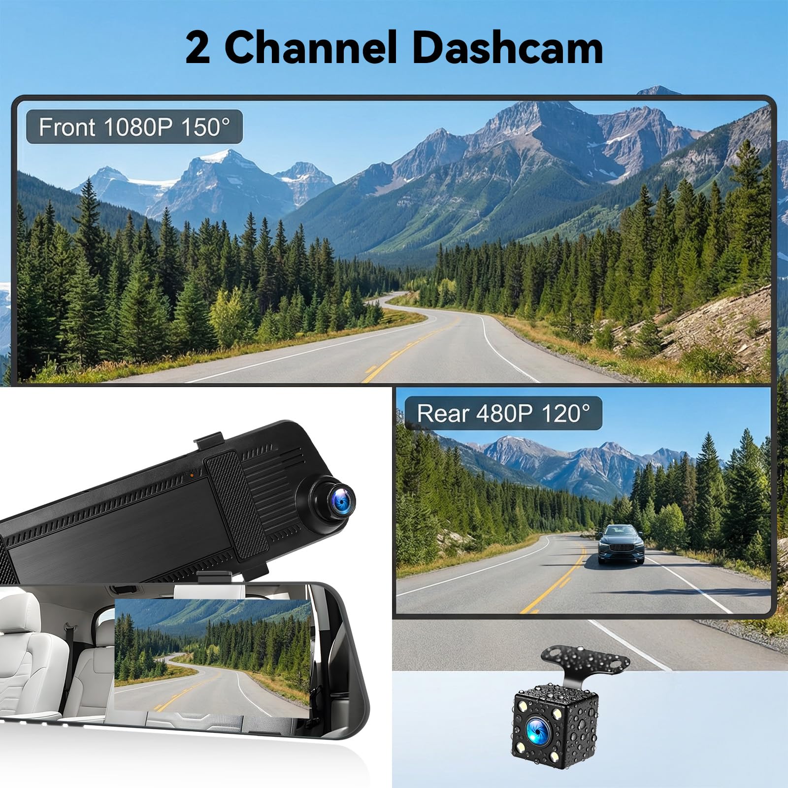 SIXTOP Dashcam 1080P Cámara Delantera y Trasera con Pantalla 4.5″ | Grabación Simultánea Frontal y Trasera, Visión Nocturna, Sensor de Movimiento, Grabación en Bucle y Líneas de Aparcamiento