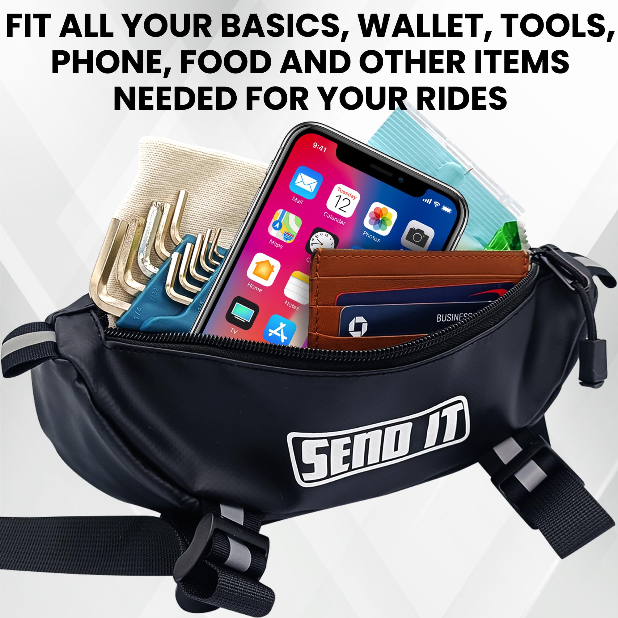 Sac De Guidon étanche Pour Moto Et Vélo – Pochette Transparente Avec écran Tactile, Port De Charge, Compatible Téléphone 6,9 Pouces – Protection Pluie Et Poussière