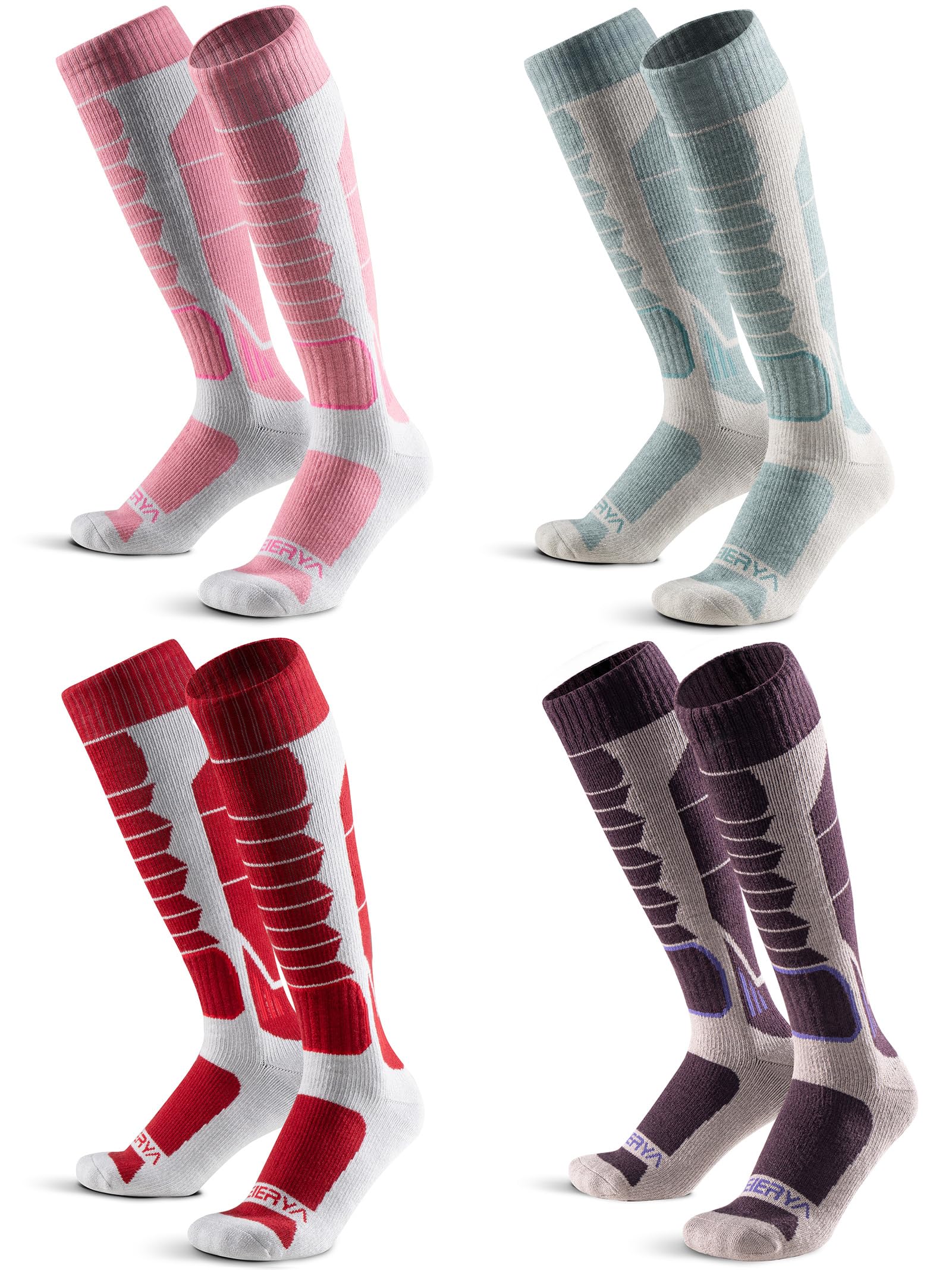 Merino Wool Ski Socks for Men, Women &amp; Youth - Over-the-Calf Full Cushion Thermal Snowboard Socks, Winter Performance