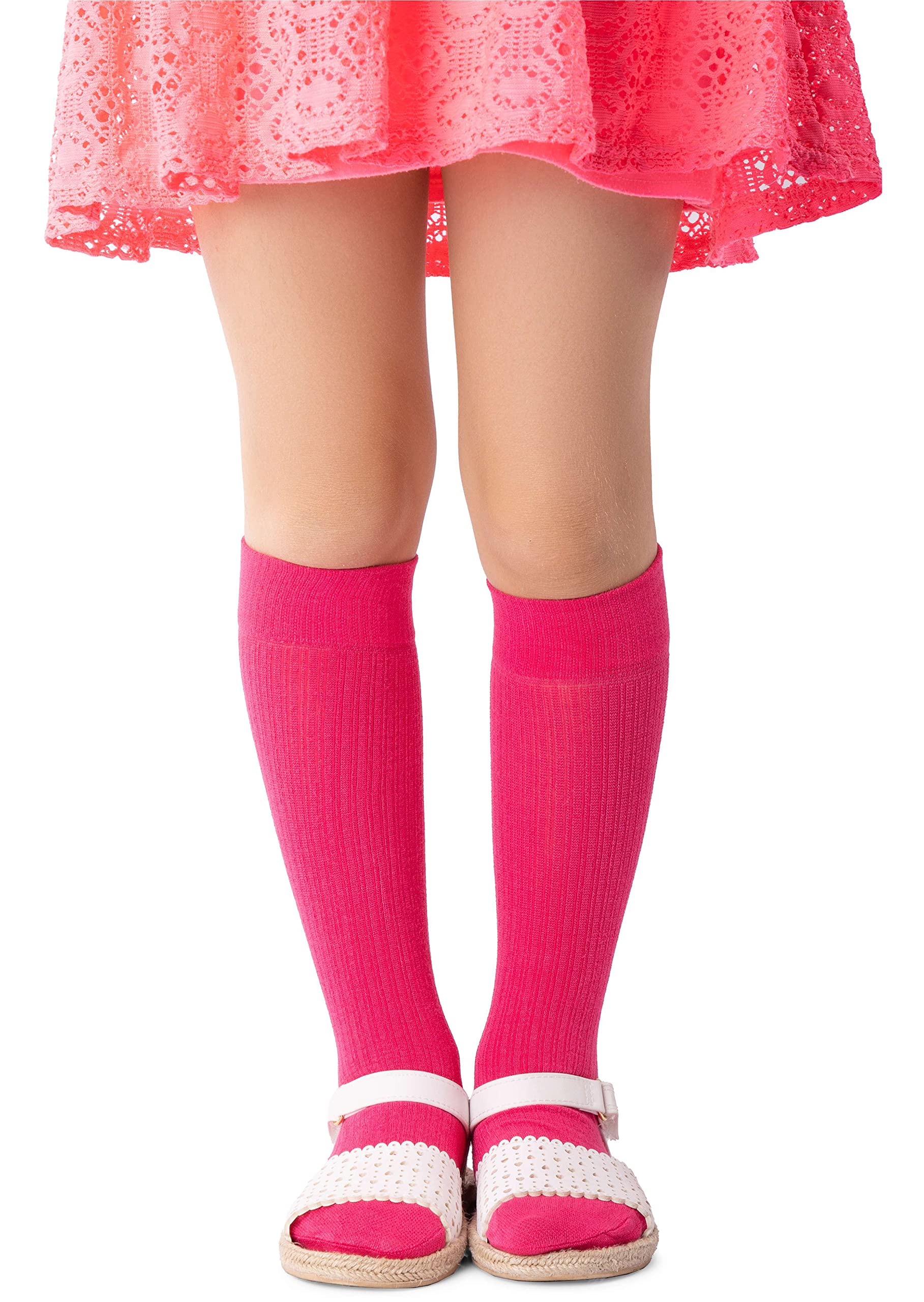 NOQ Niños Niñas rayas hasta la rodilla 100 DEN cómodo suave cálido calcetines flexibles niños pequeños Casual lindo uniforme escolar vestido sobre la pantorrilla un par Molly