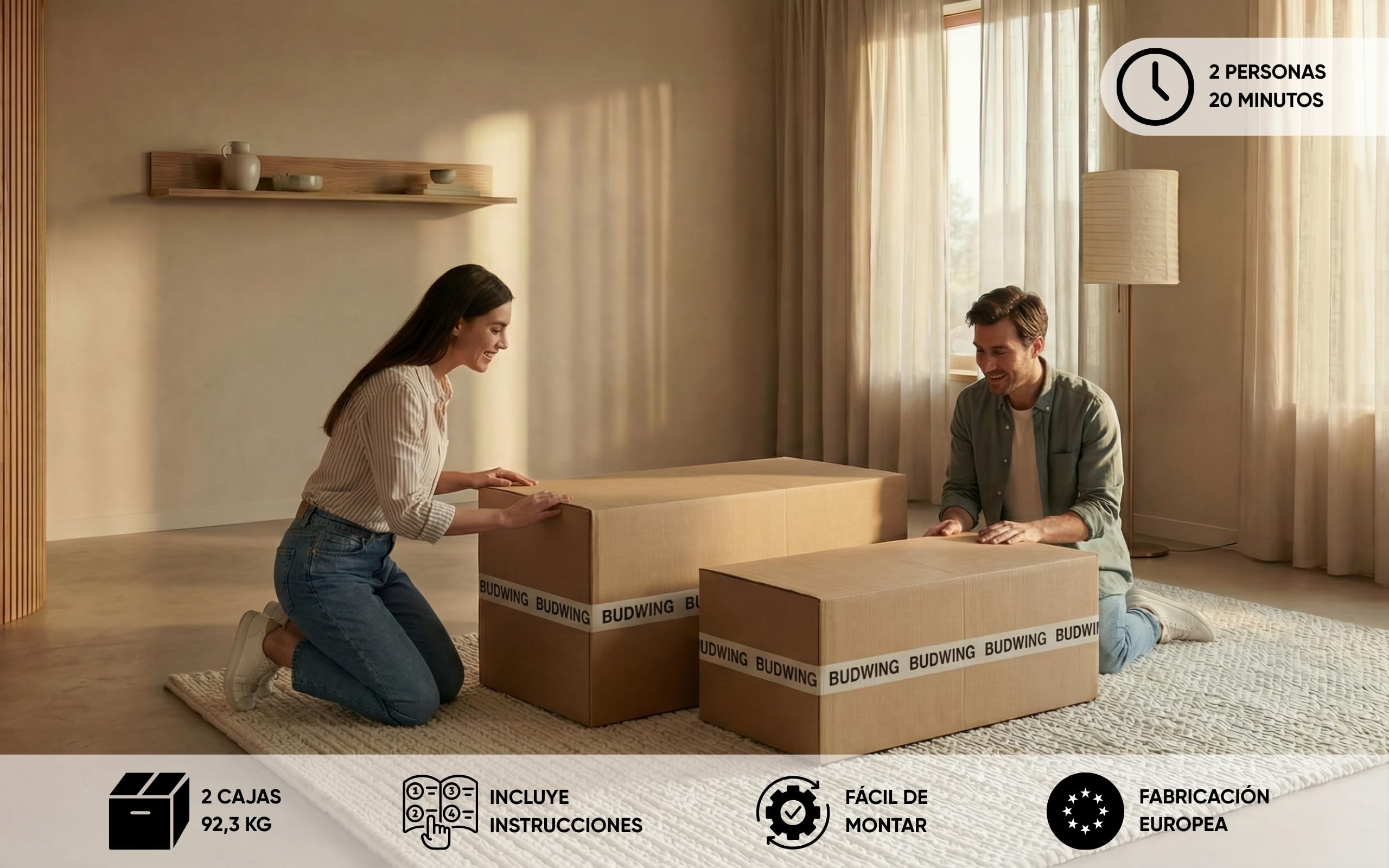 BUDWING Leah Sofá Cama Esquinero 3 Plazas - Chaise Longue Reversible y 2 Cojines Decorativos – Tapizado en Poliéster – Estilo Moderno – 233x124x69 cm – Gris Claro