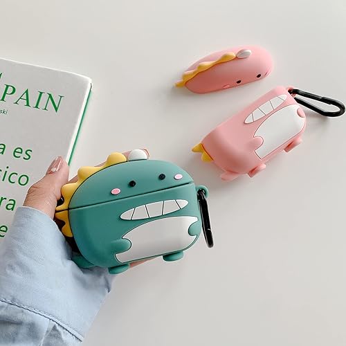 Miniatura 7 de Funda de dibujos animados 3D con llavero para mujeres, niñas, hombres y niños para Beats Studio Buds 2021, funda de dinosaurio verde, accesorios de