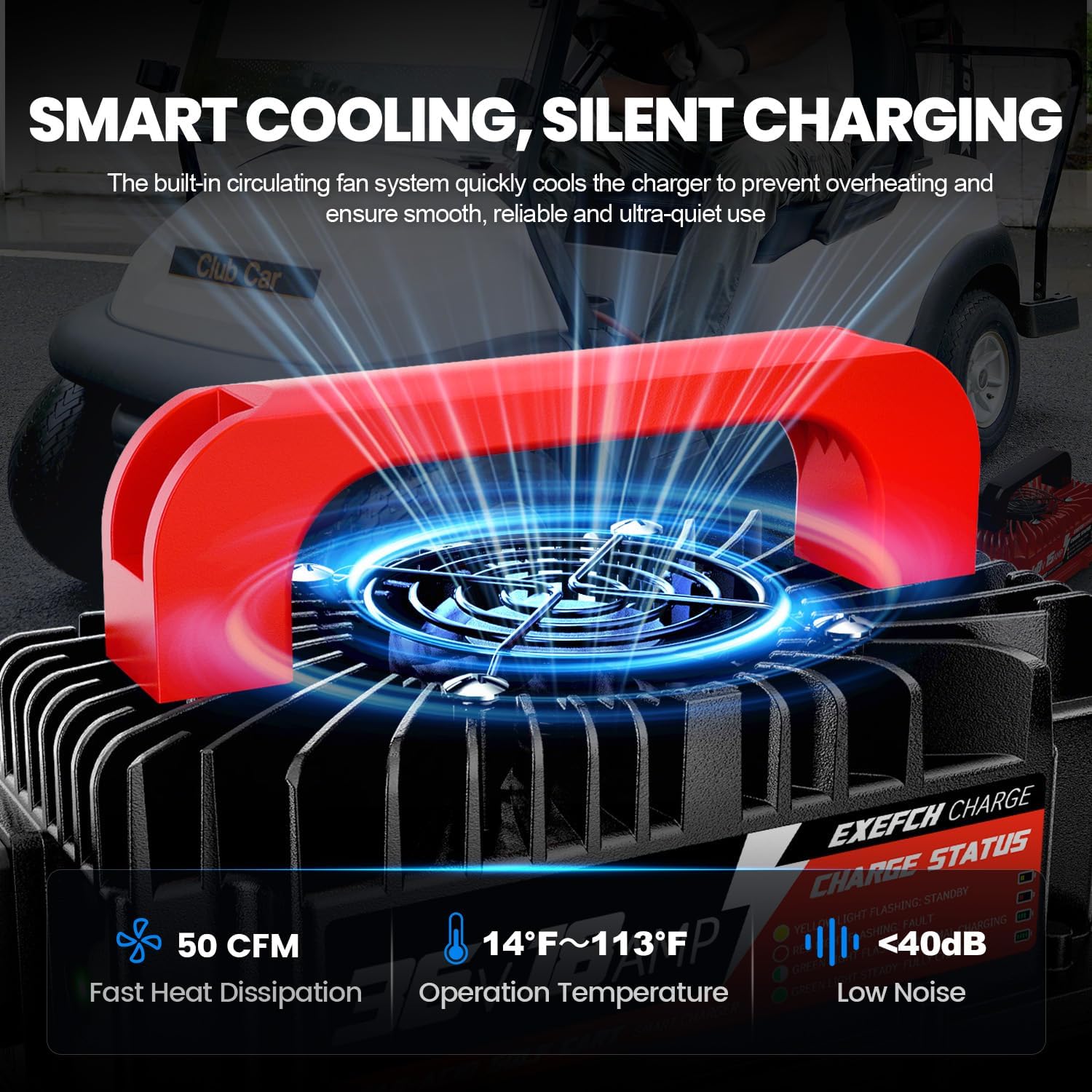 36 Volt 18Amp Golf cart Battery Charger with Crowfoot 2Pin Plug 36v Trickle Charge for Club Car EZGO Yamaha Golf Car Lead Acid Batteries (36 Volt Golf Cart Battery Charger) - Image 3