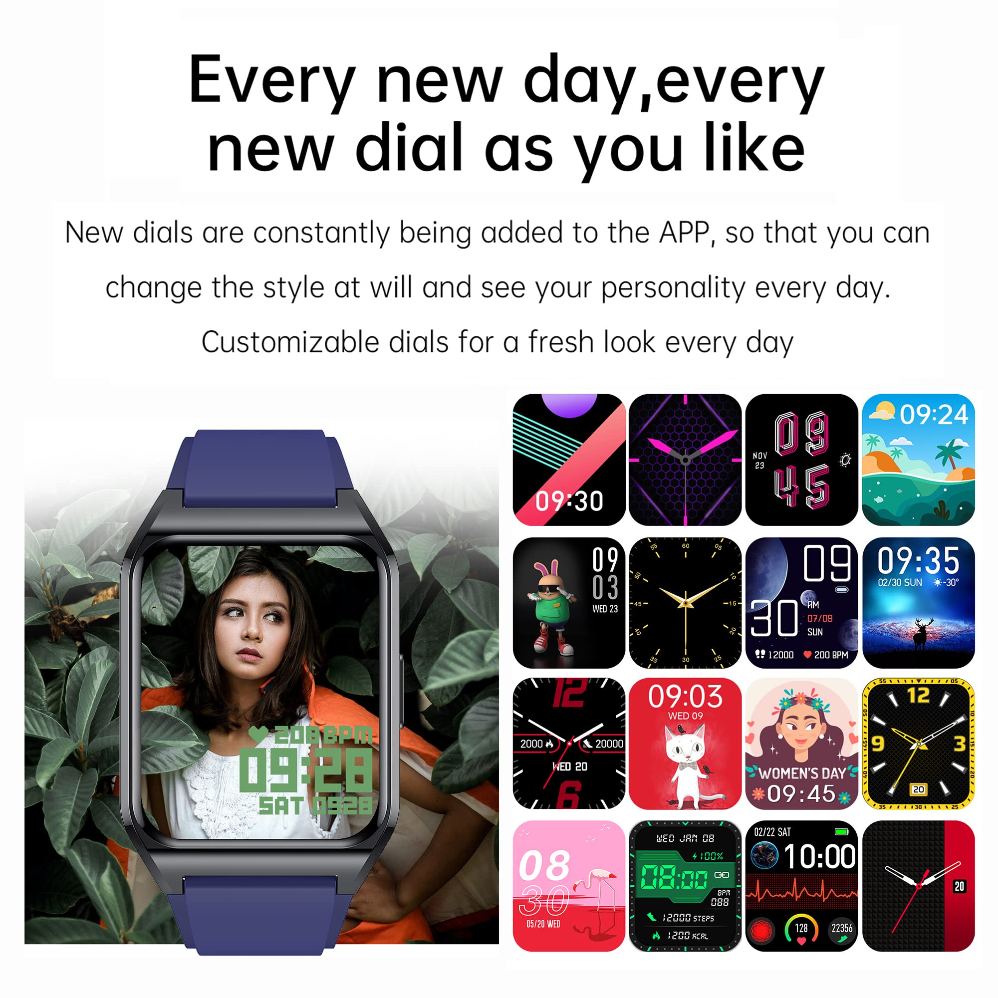 Smartwatch Telefonieren, Fitness Tracker 1.69 Zoll Touchscreen Fitness Uhr mit Blutdruckmessung Kalorie Musik Schrittzähler Herzfrequenz Schlafanalyse Sportuhr Smart Watch für Android iOS