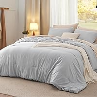 Vista 49 de Bedsure Juego edredón suave prelavado tamaño King, uso 365 días, cálido relleno alternativo GentleSoft™, 1 edredón ligero (104x90 pulgadas) y 2