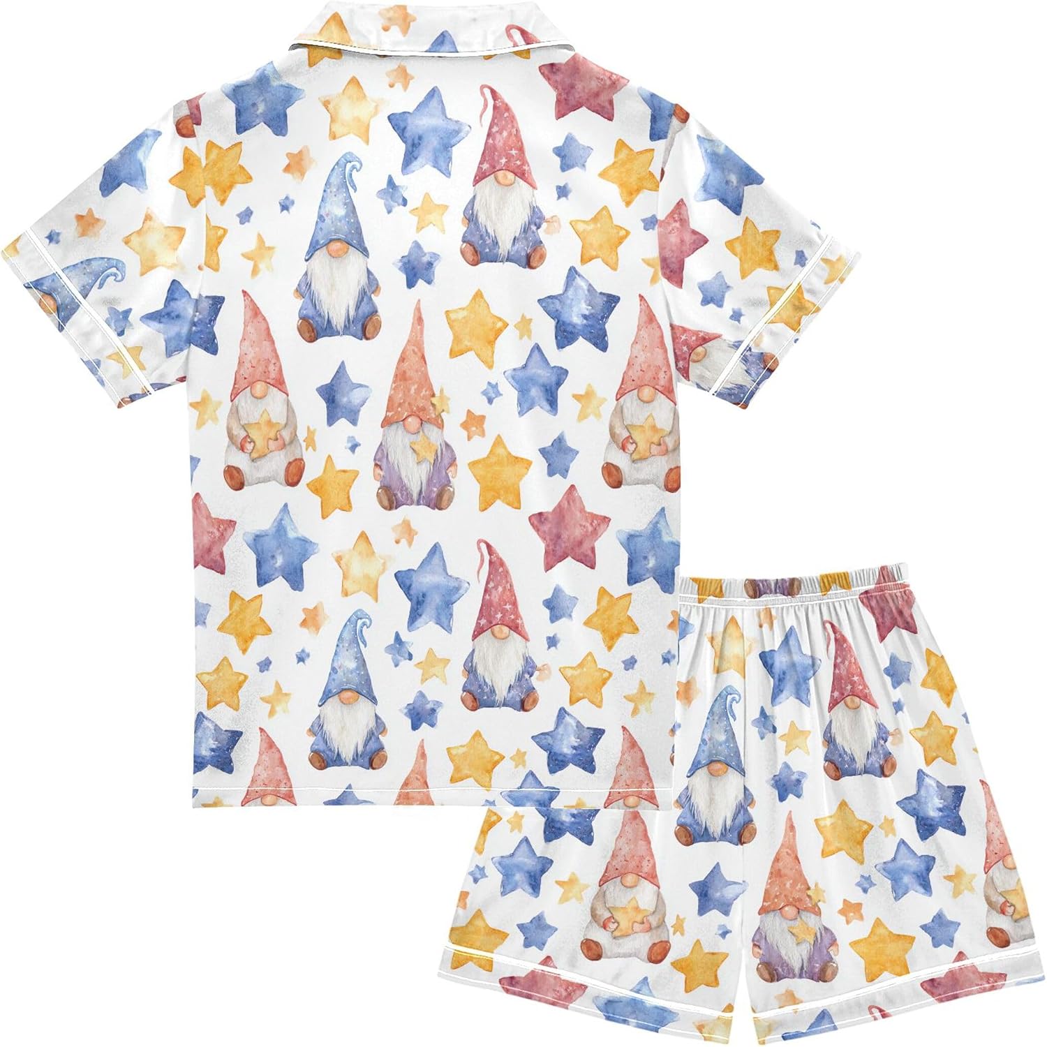 Silk Pajama Sets Short Sleeve Pajamas Soft Sleepwear 2 Piece Pjs Set
