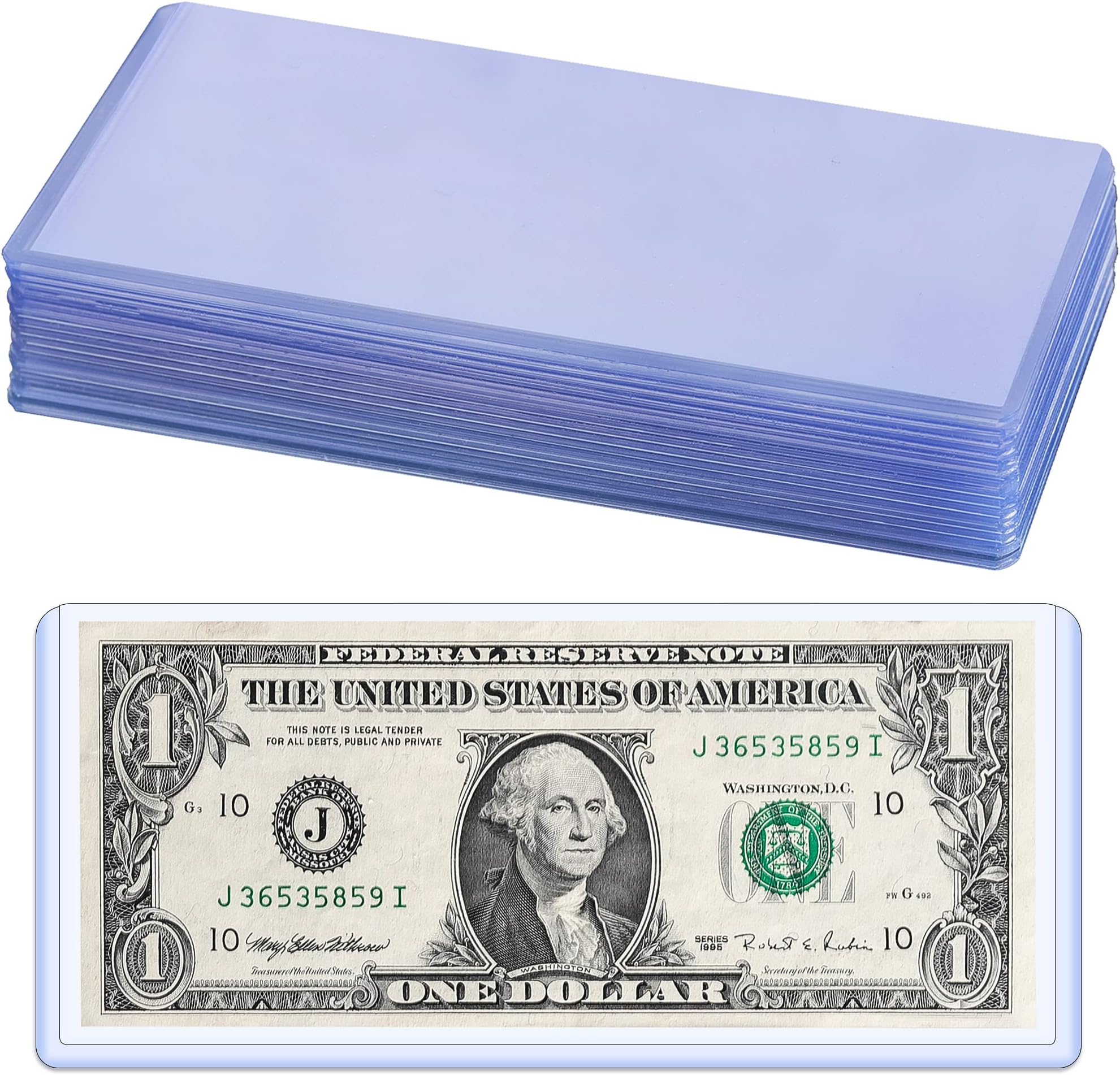 Uncle Paul 15PCS Banknotes Top-Insert Holders - Currency PVC Transparent Bill Money Top-Load Sleeves Display Holder for Regular Bills Protector Storage Cases Collectors PN03L15