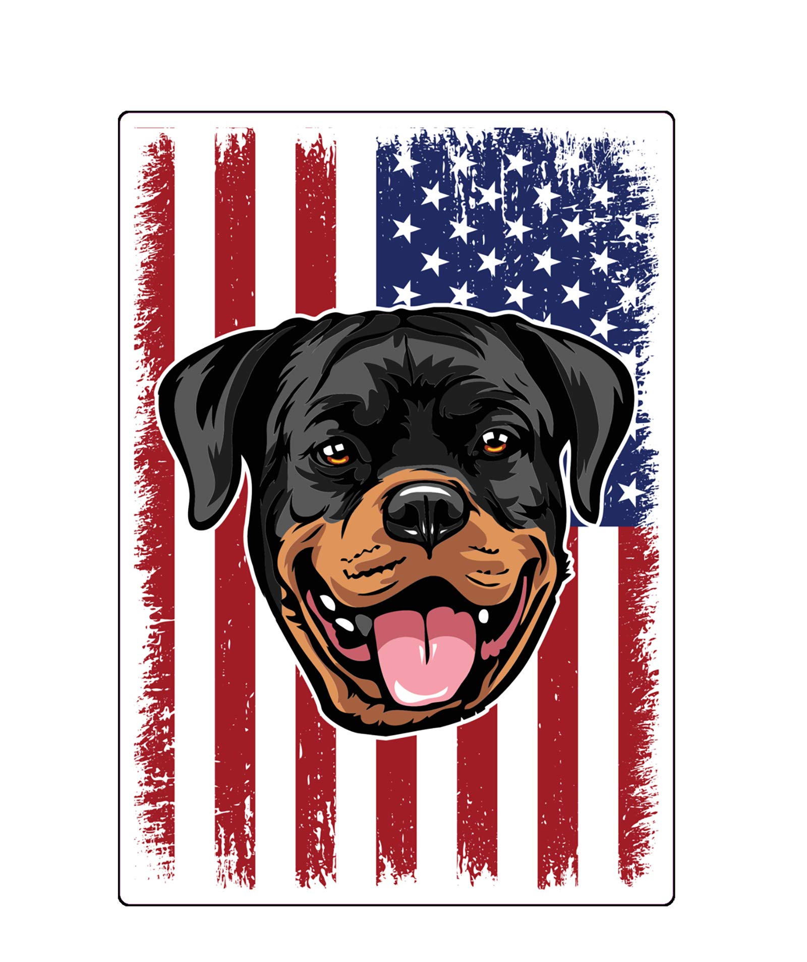 Pegatina de perro Rottweiler y bandera americana para decorar el coche o el portátil de forma única