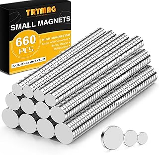TRYMAG 660Pcs Small Magnets, 3 Different Sizes Tiny Mini Magents, Multi-Use for Fridge, DIY, Office, Hobbies, Crafts and Science