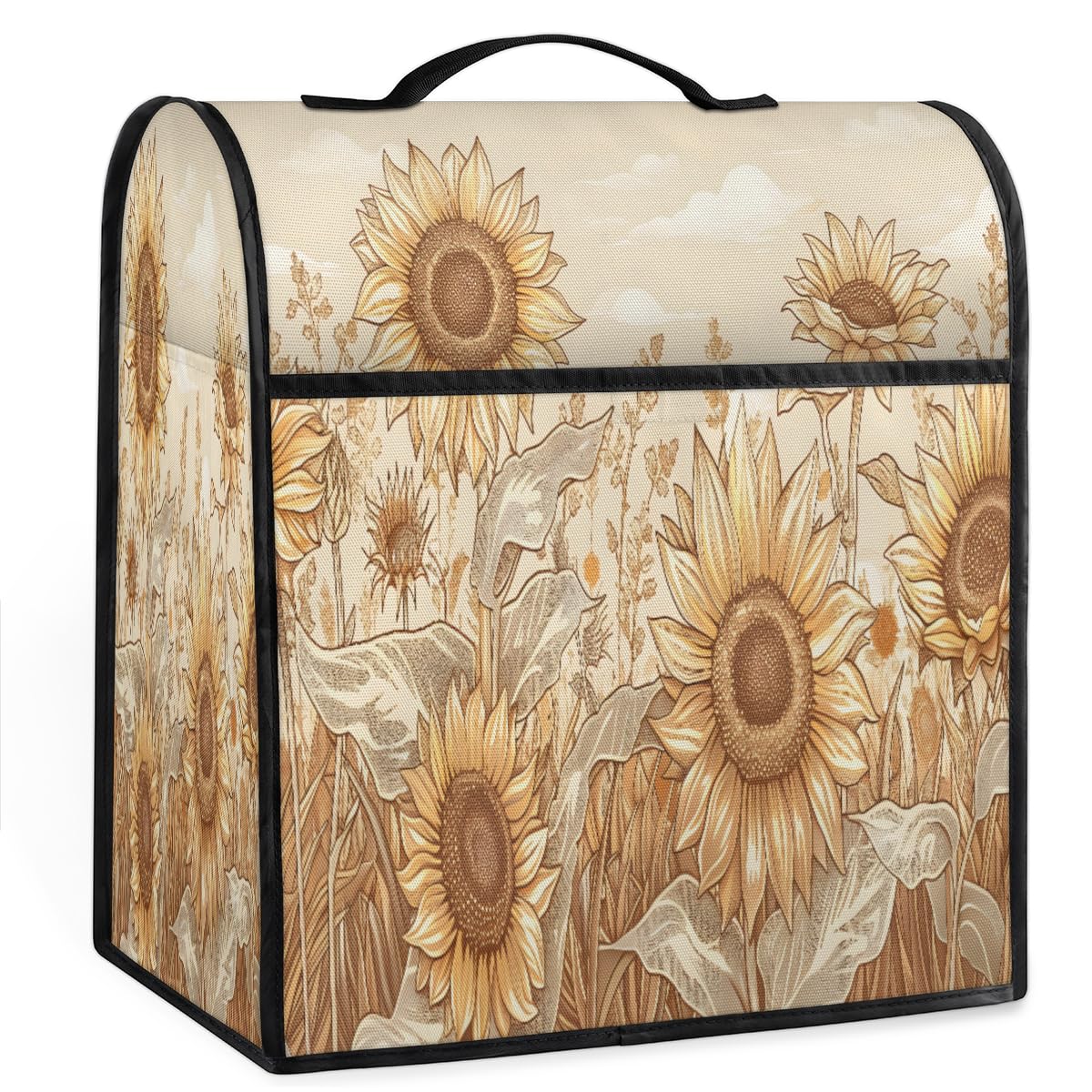 Coffee Maker Cover Vintage Sunflower Floral Kitchen Appliance Covers Small Appliance Covers Blender Cover Juicer Cover Dust Covers for Kitchen Appliances with Top Handle and Pockets,Washable,B364