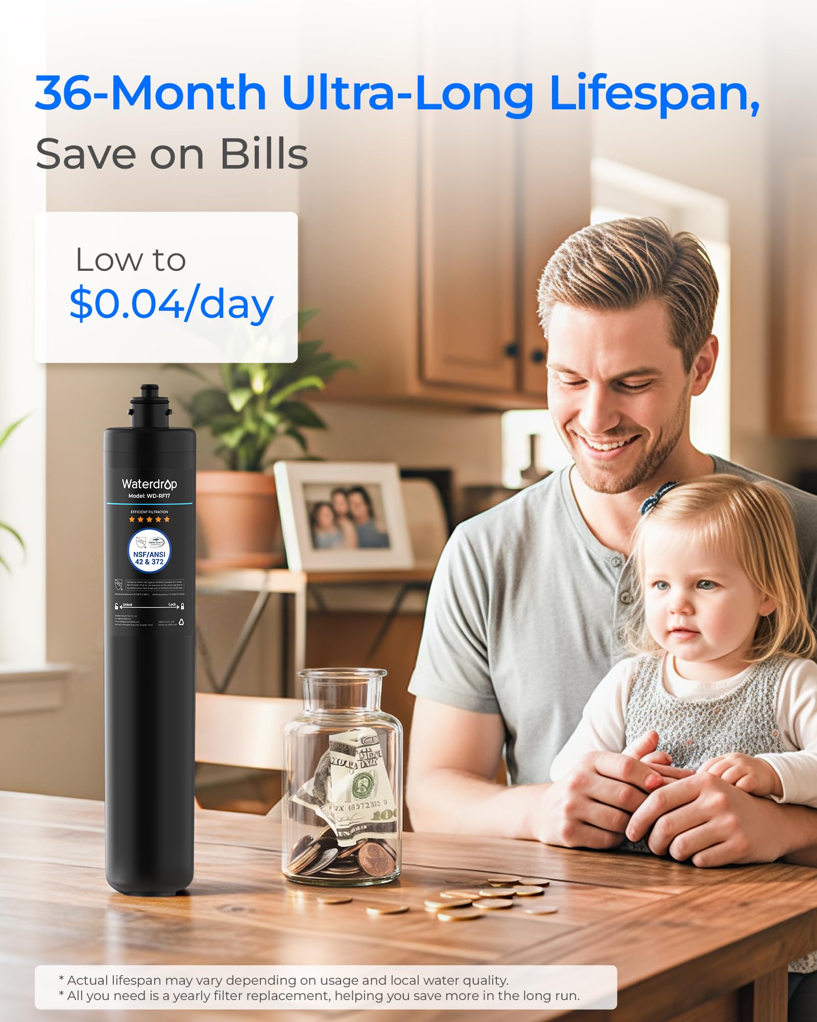 Waterdrop RF17 Replacement Filter Cartridge for 17UA 17UB Under Sink Water Filter Reduces PFAS PFOA PFOS Lead Chlorine — view 6