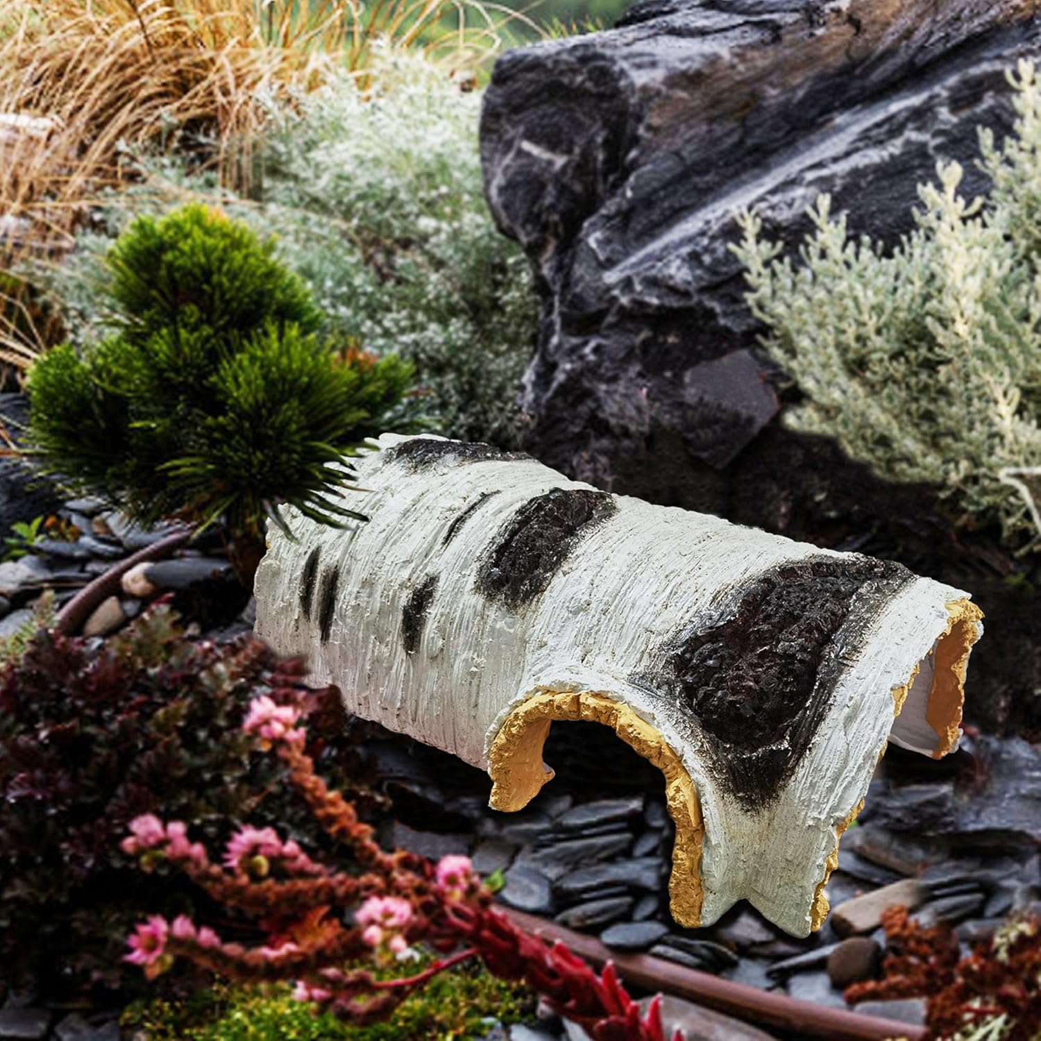 Faux Log Fish Cave for Koi Pond, Extra Large 20" x 13.4" x 7.5",Resin,for Koi Hiding & Playing and Ponds Decorative