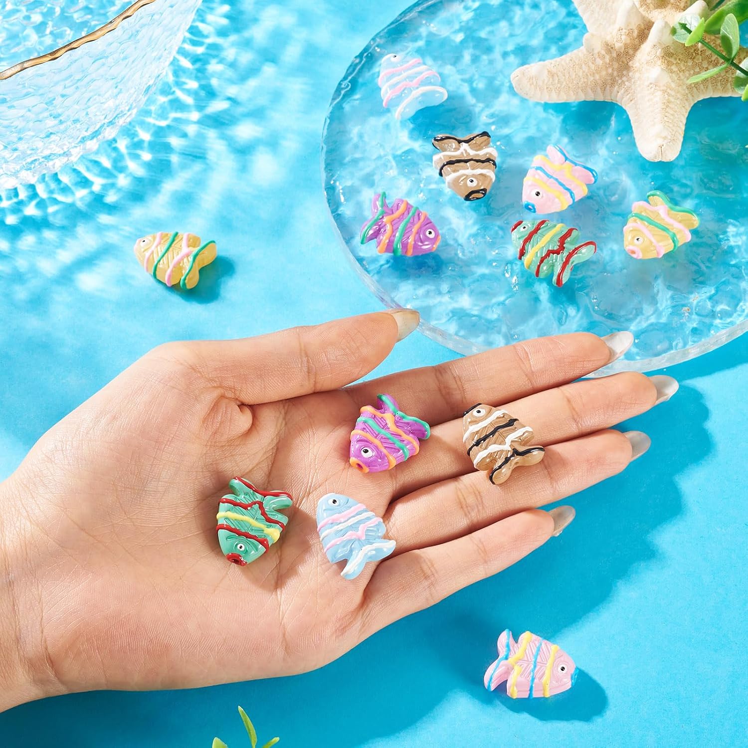Craftdady 12Pcs Fish Handmade Glass Beads Ocean Sea Animals Beads Enamel Bumpy Bead Mini Cute Animal Glass Spacer Loose Bead for Jewelry Making DIY Beading Crafts Supplies Hole: 1.6mm image 3